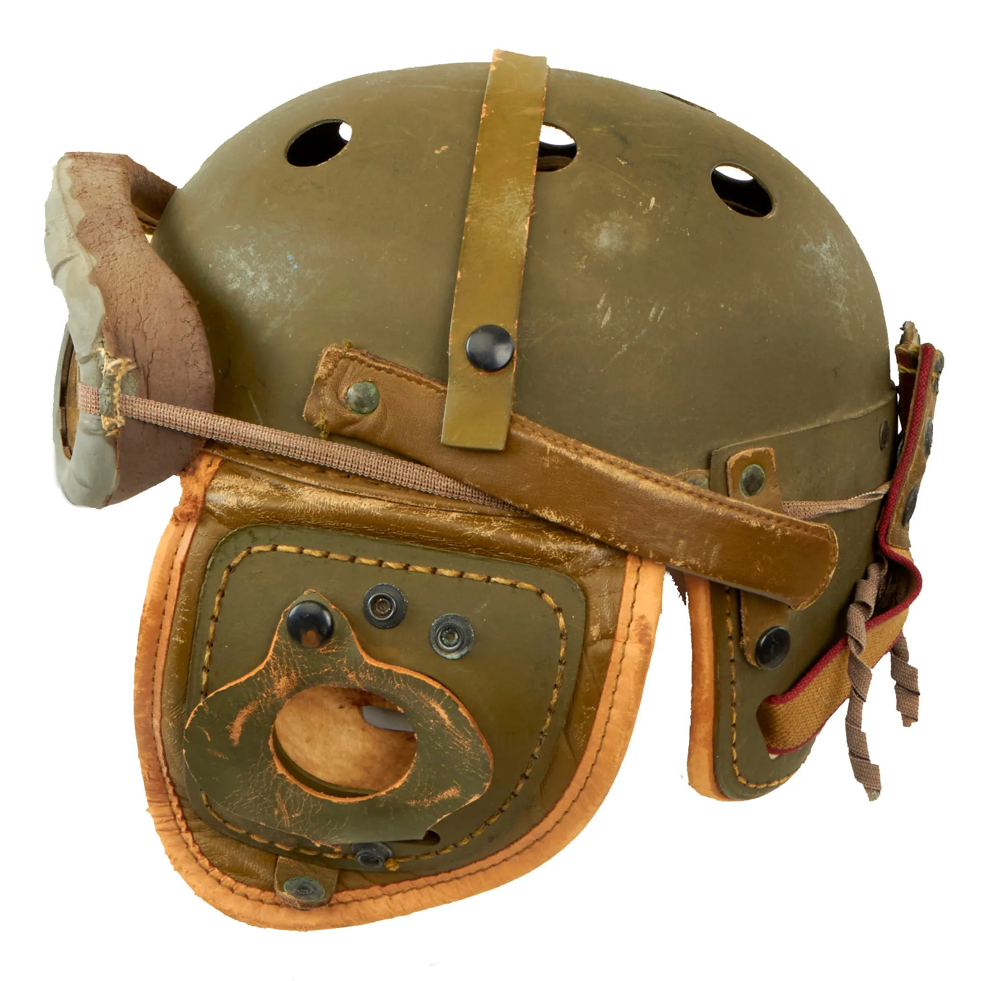 Original U.S. WWII M38 Tanker Helmet by Rawlings with Polaroid Goggles