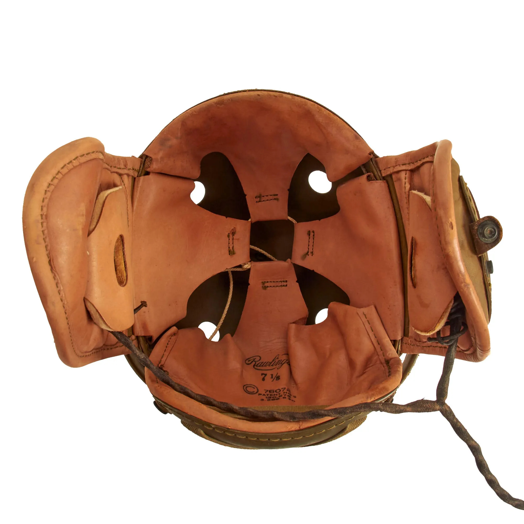 Original U.S. WWII M38 Tanker Helmet by Rawlings with Type ANB-H-1 Earphones, Throat Mic and Early Polaroid Goggles