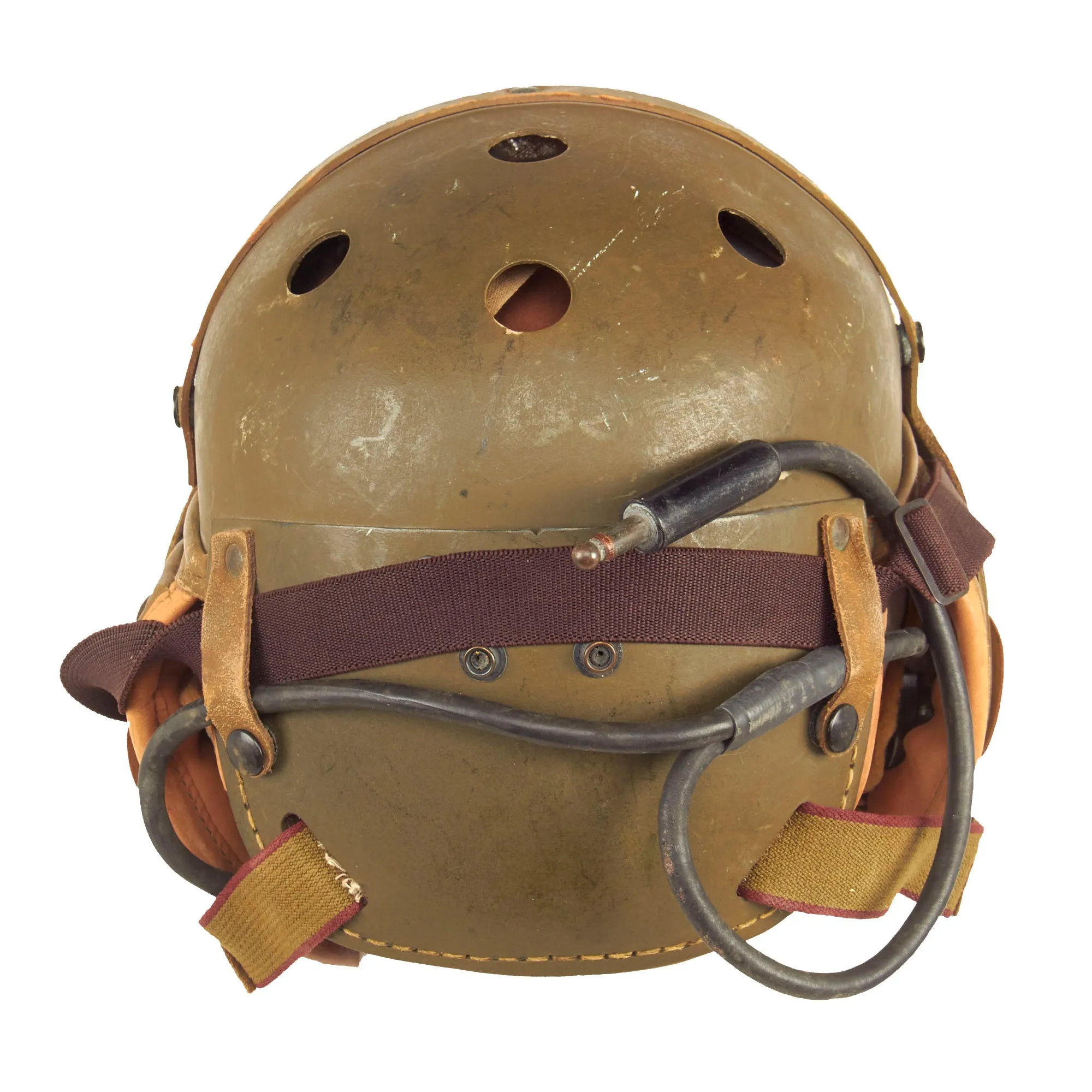 Original U.S. WWII M38 Tanker Helmet by Rawlings with Type R-14 Earphones and Goggles