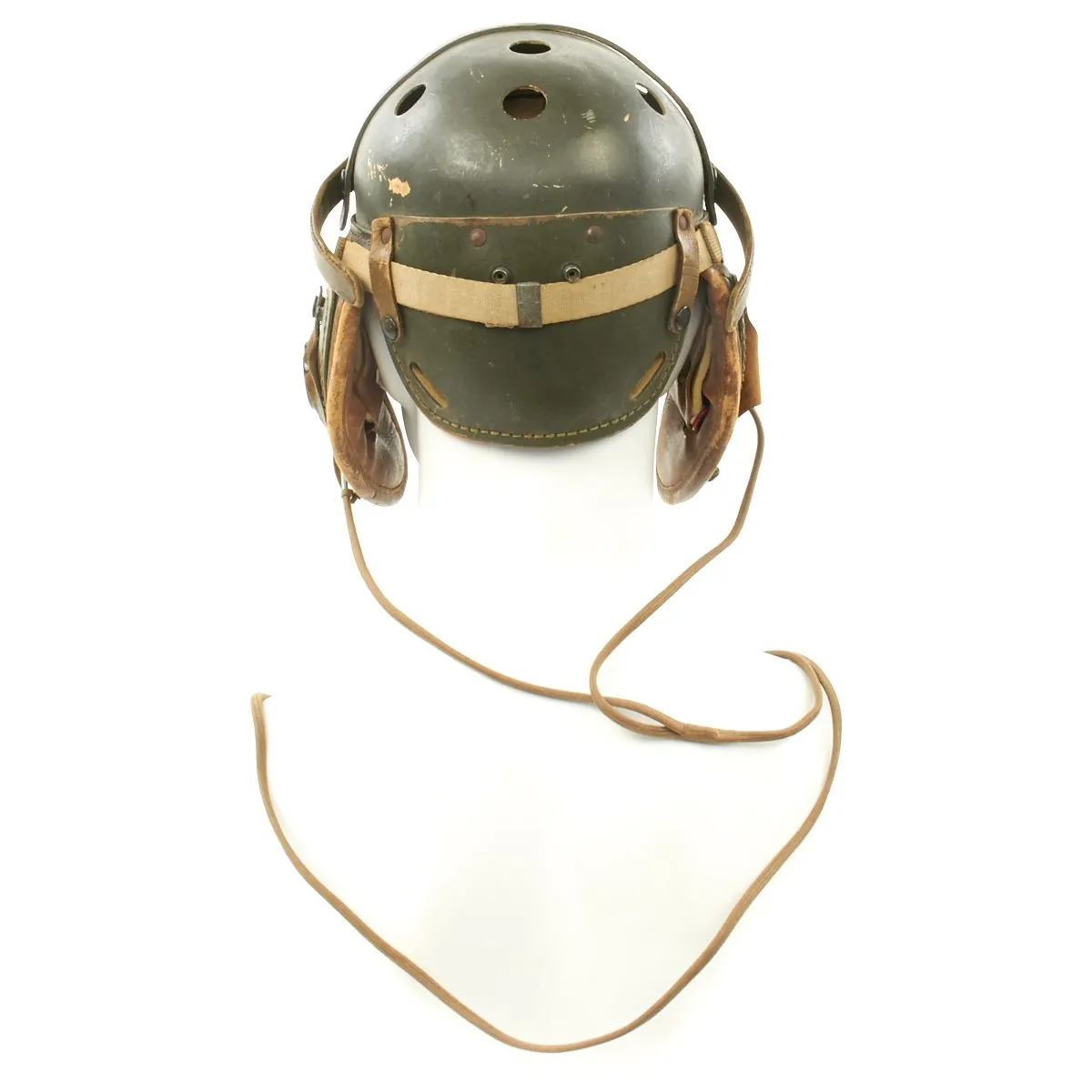 Original U.S. WWII M38 Tanker Helmet by Wilson with Type R-14 Earphones and Polaroid Goggles