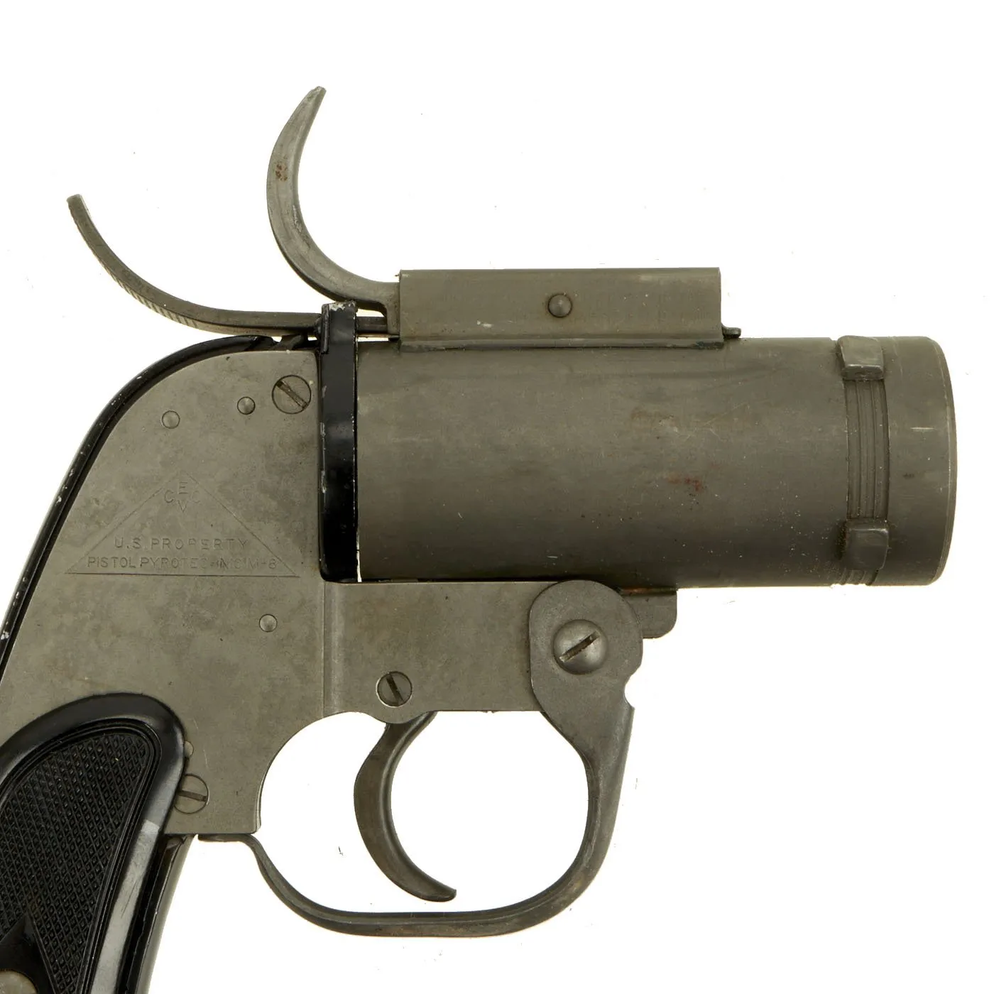 Original U.S. WWII M8 Pyrotechnic 37mm Flare Signal Pistol by Eureka Vacuum With Canadian Made Holster