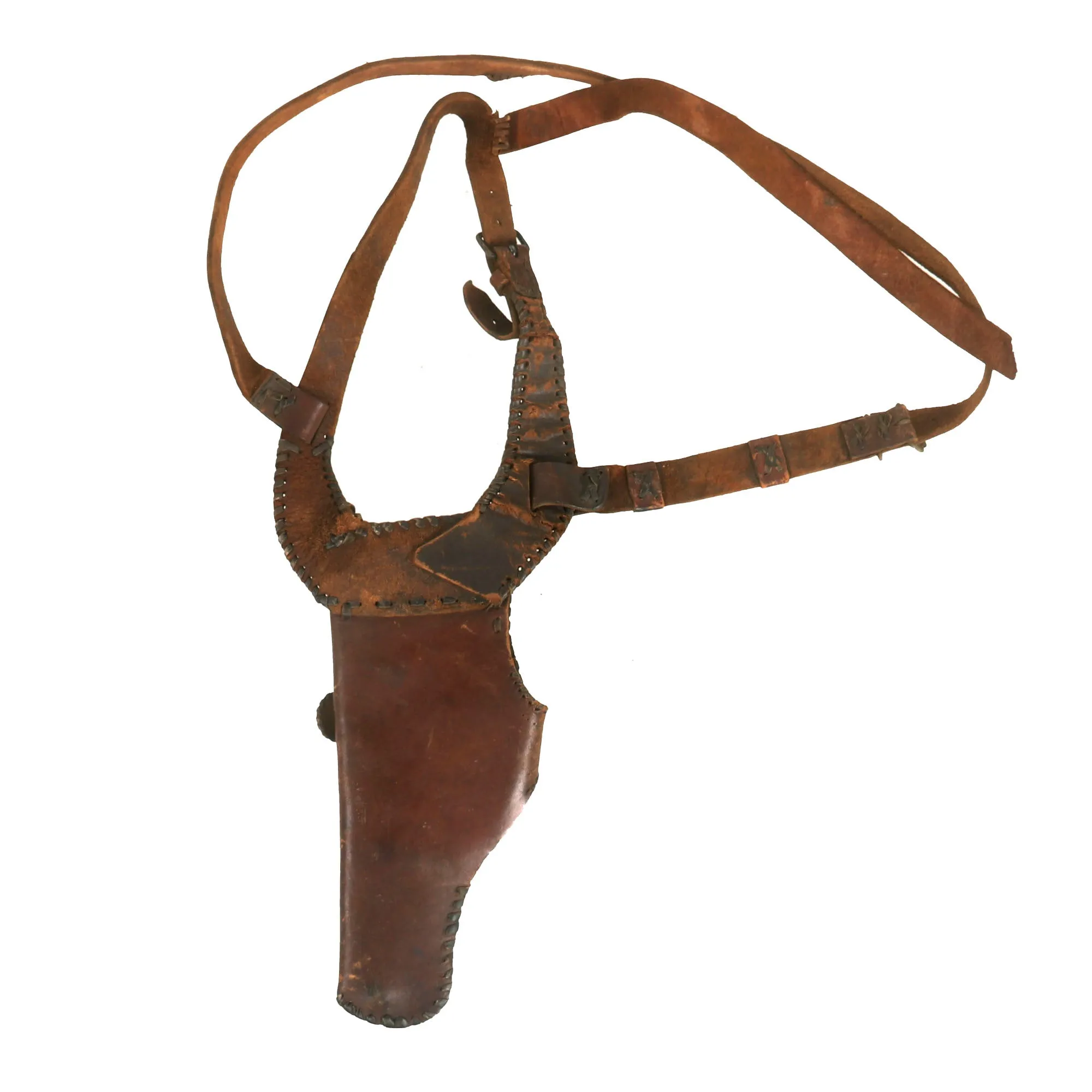 Original U.S. WWII Personalized Custom M1911 Shoulder Holster For Decorated Navajo Native Sergeant Raymond Arviso, Gun Commander, 813th Tank Destroyer Battalion