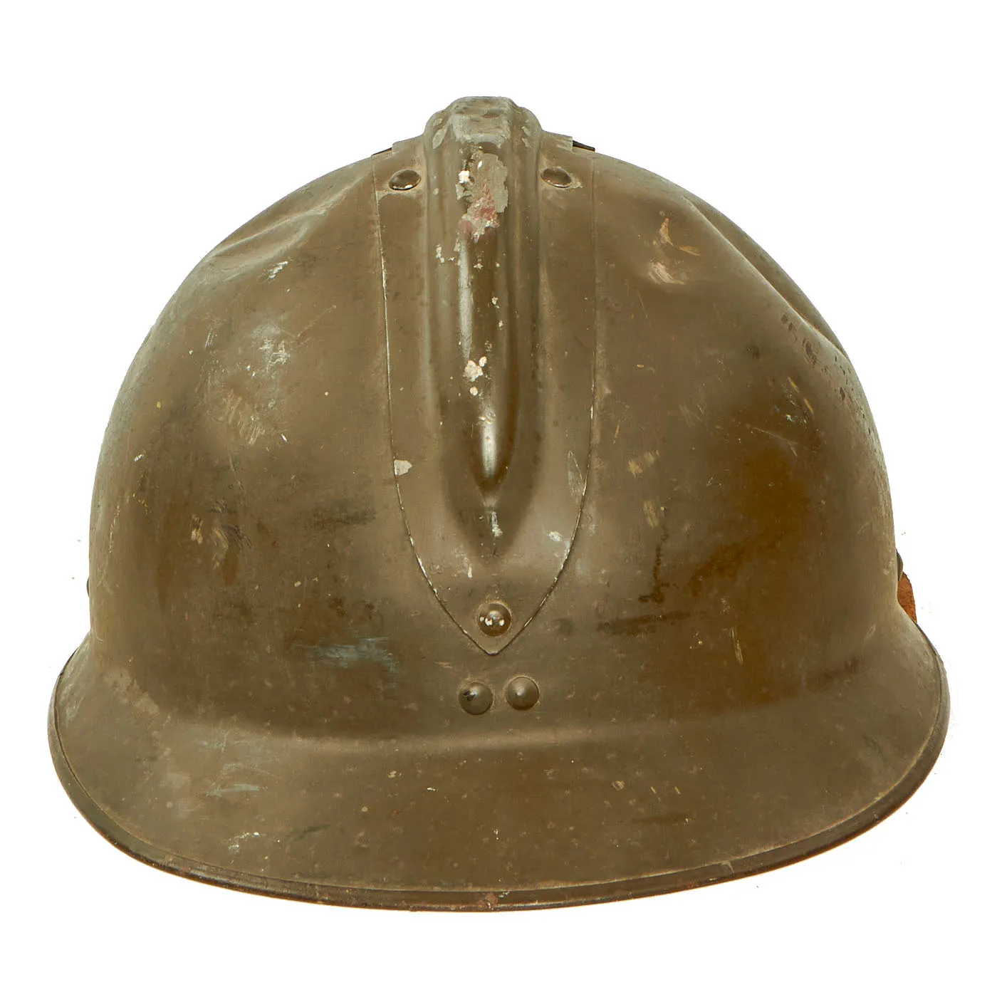 Original WWII French Complete Model 1926 Adrian Artillery Helmet with Liner & Chinstrap - Olive Green