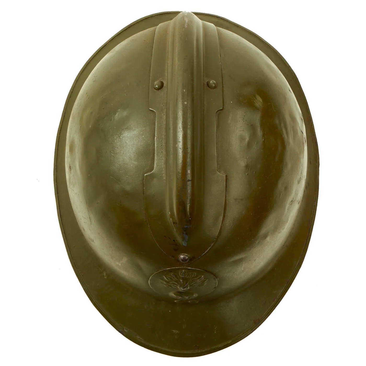 Original WWII French Model 1926 Adrian Infantry Helmet with Liner & Chinstrap - Olive Green