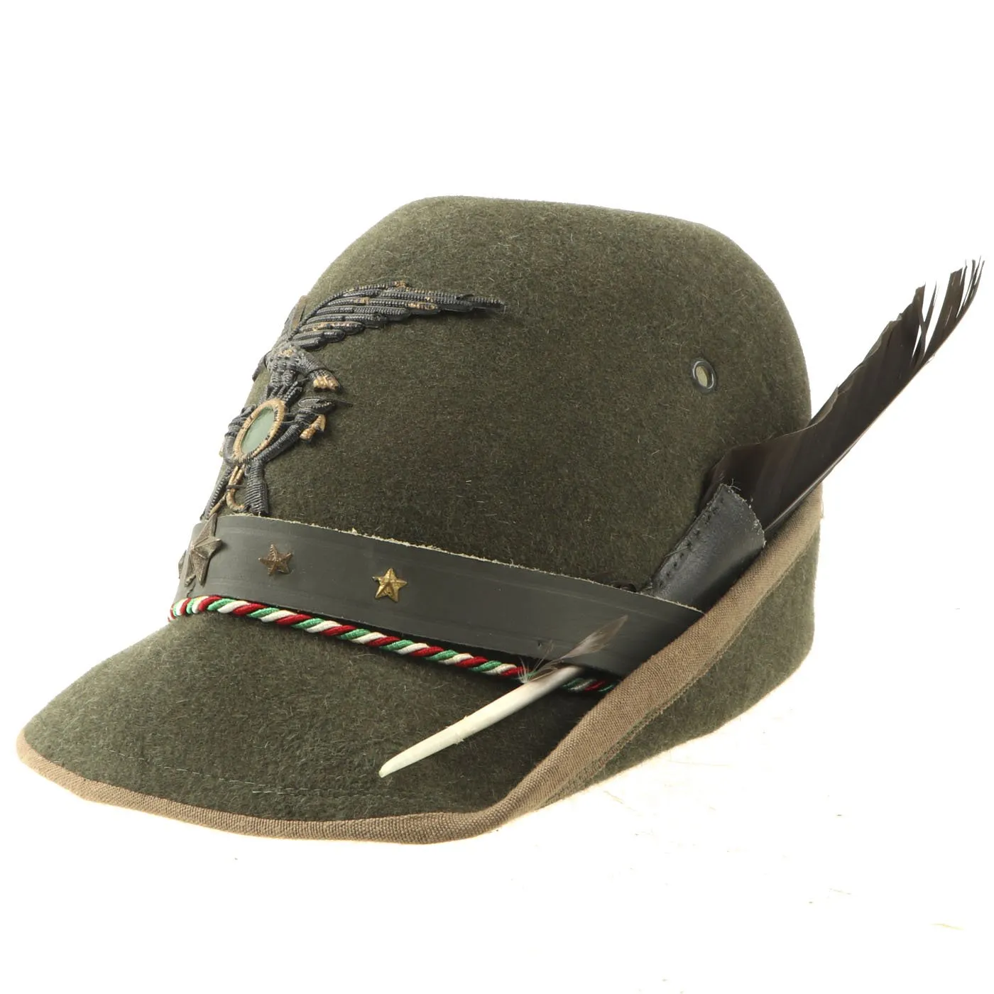 Original WWII Royal Italian Army Alpine Division Alpini Felt Cap with Feather