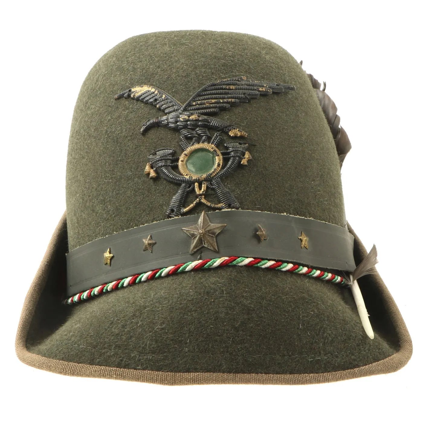 Original WWII Royal Italian Army Alpine Division Alpini Felt Cap with Feather