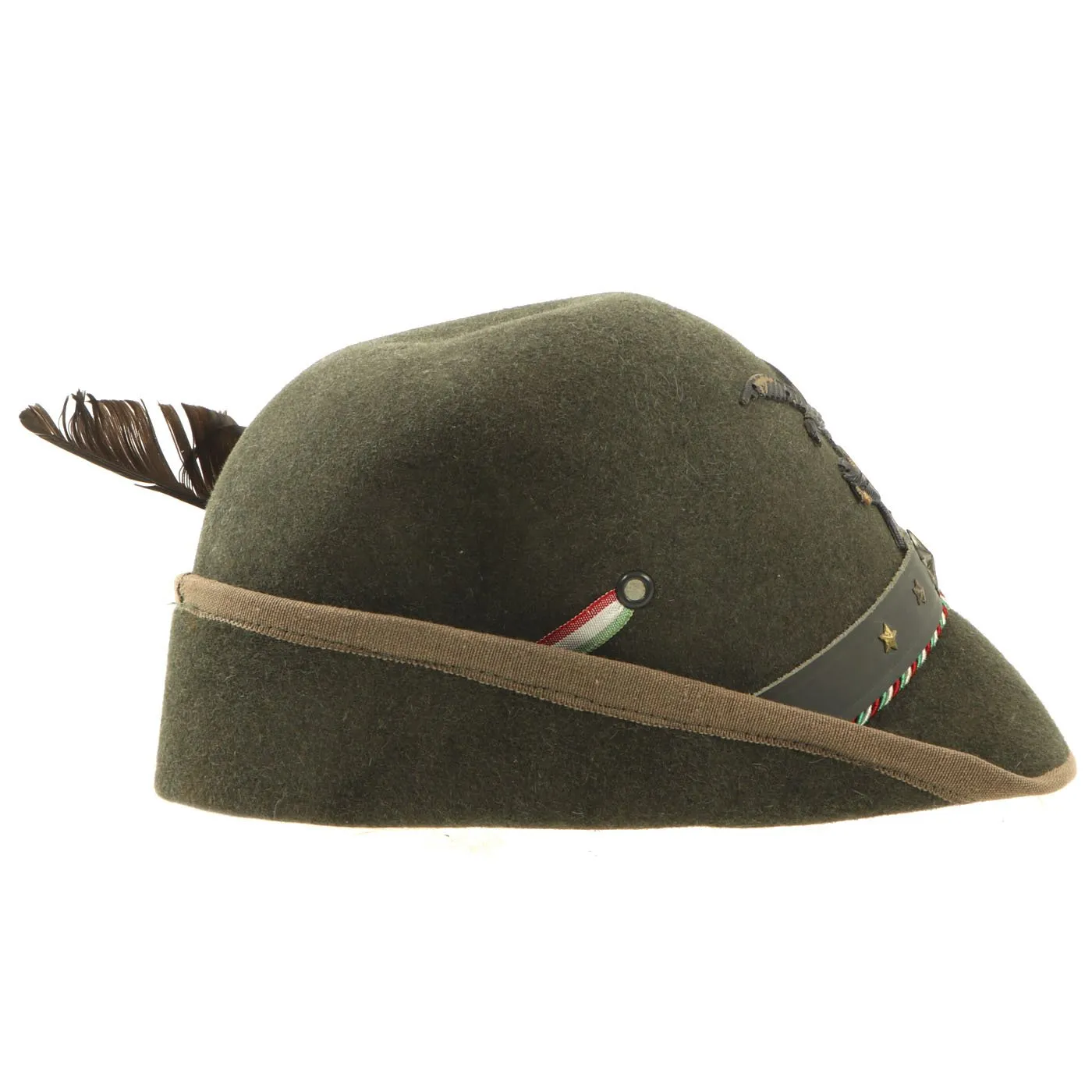 Original WWII Royal Italian Army Alpine Division Alpini Felt Cap with Feather