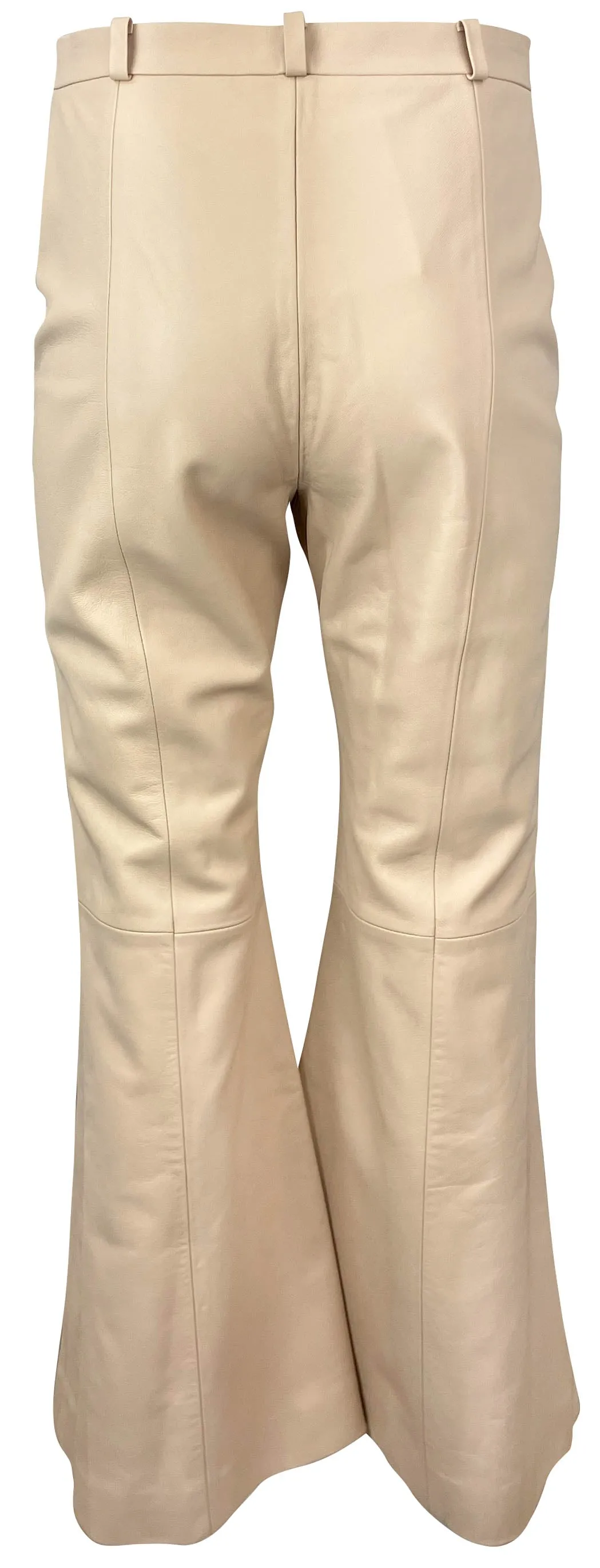 Oscar de la Renta Flared Leather Pants in Bone