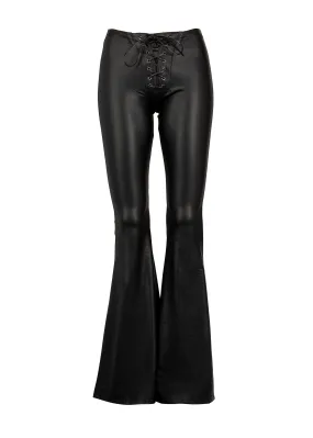 Paint It Black Faux Leather Flared Bell Bottom Pants