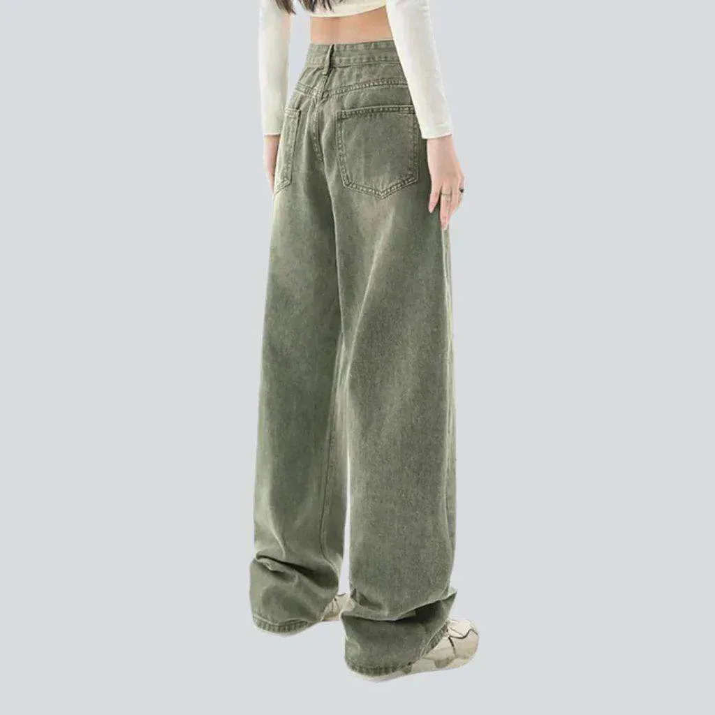 Pale green vintage baggy jeans