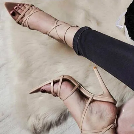 Patent Pointed Strappy Heel