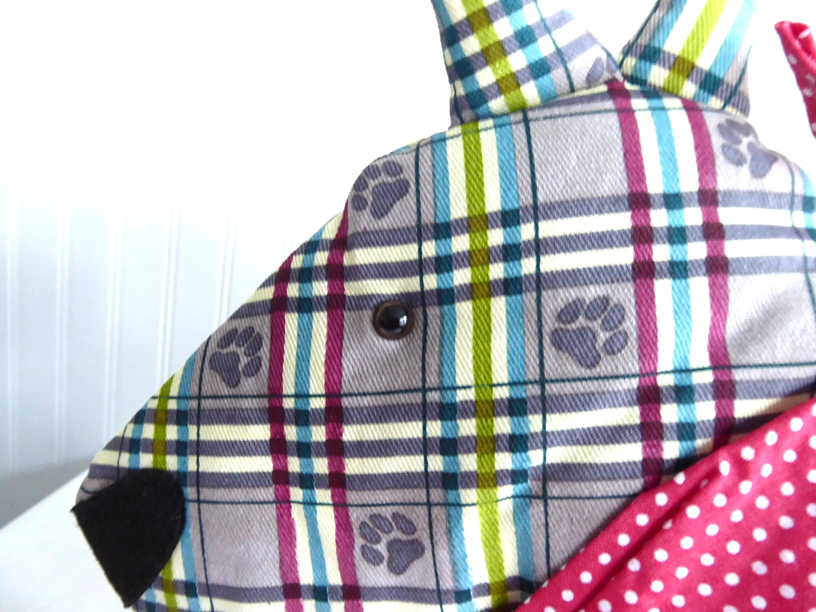 Plaid Scottie Dog Tea Cozy Padded Scotty Dog Cosy Ulster Red Polka Dot Tartan