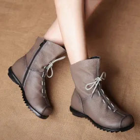 Popular Retro Original Leather Short Boots Warm Leather Boots Autumn and Winter New Low Heel Women's Boots Martin Boots Women One Piece Dropshipping