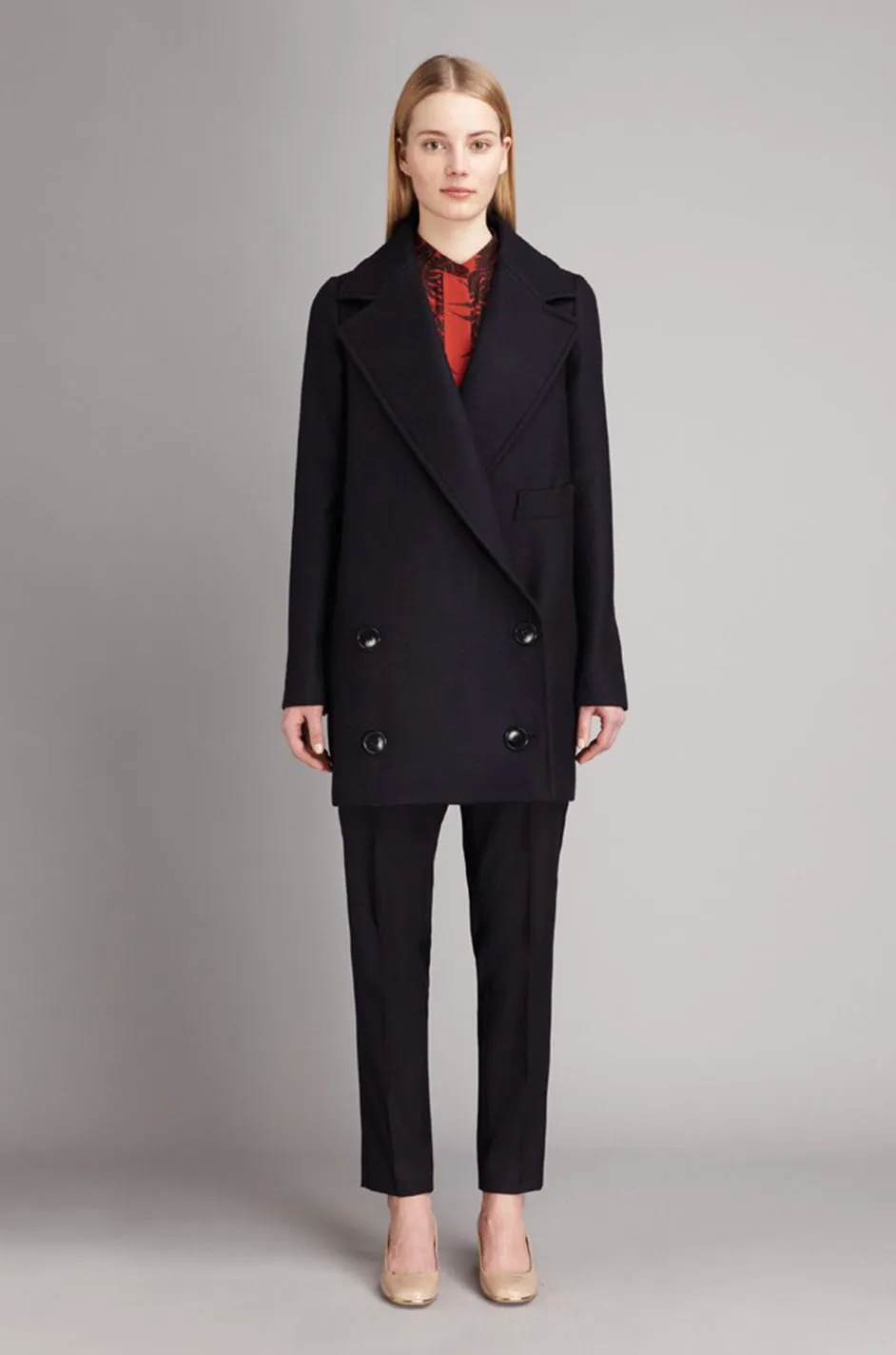 Pre-Fall 2011 Stella McCartney Grey Wool Boucle Low Button Coat