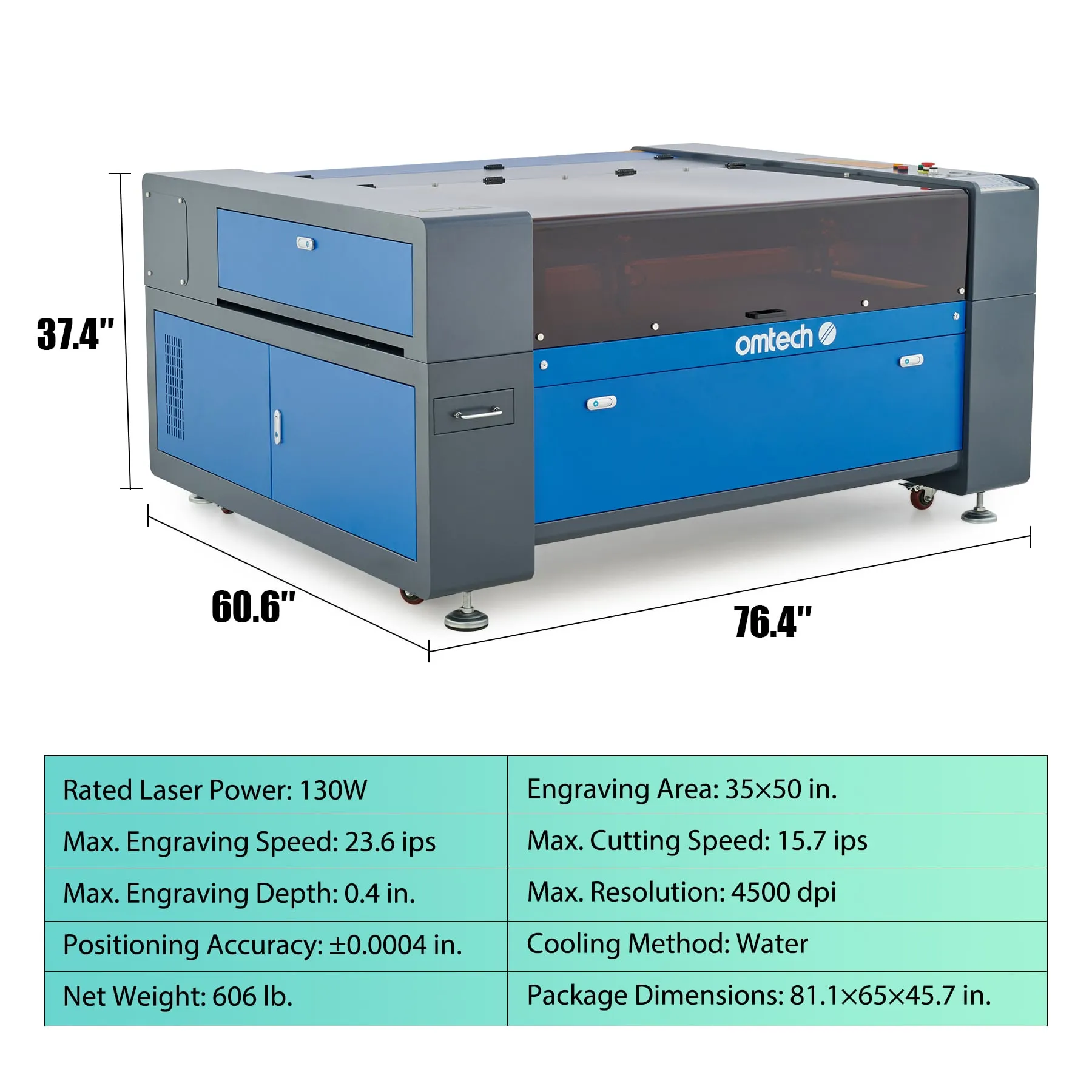 Pre-Owned ZF3551-130 - 130W CO2 Dual Laser Engraver Cutting Machine with 35” x 51” Workbed, Dual Laser Tubes and Laser Heads