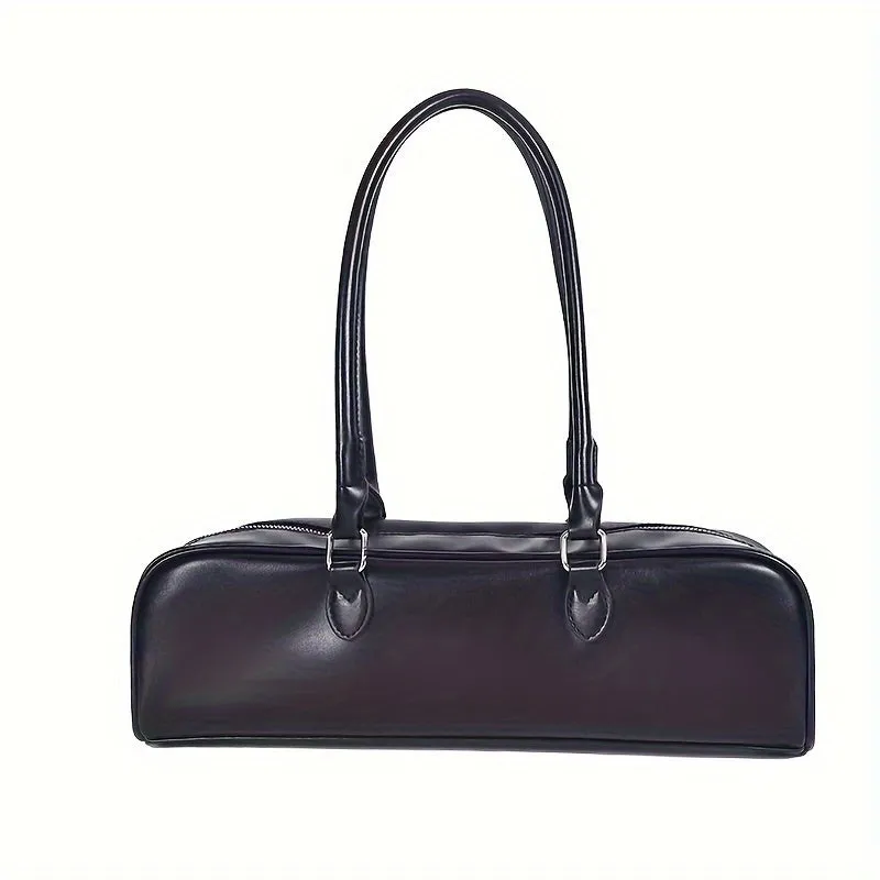 Premium Retro Baguette Bag - Crafted from PU Leather, Spacious Long Handbag with Secure Zipper Closure - Fashionable, Elegant, and Comfortable Shoulder Carry for Ladies