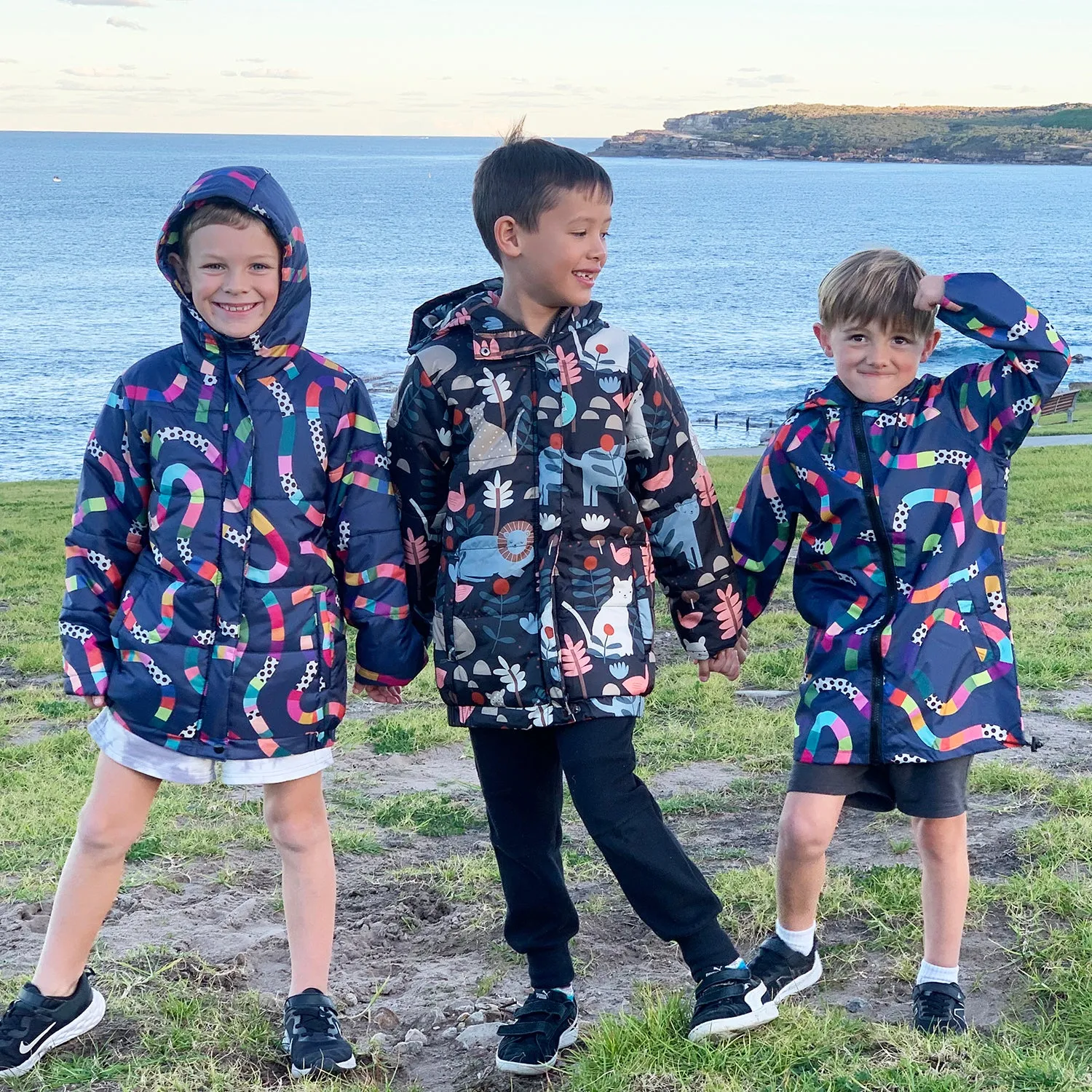 Puffer Jacket: Rainbow Topographic Kids