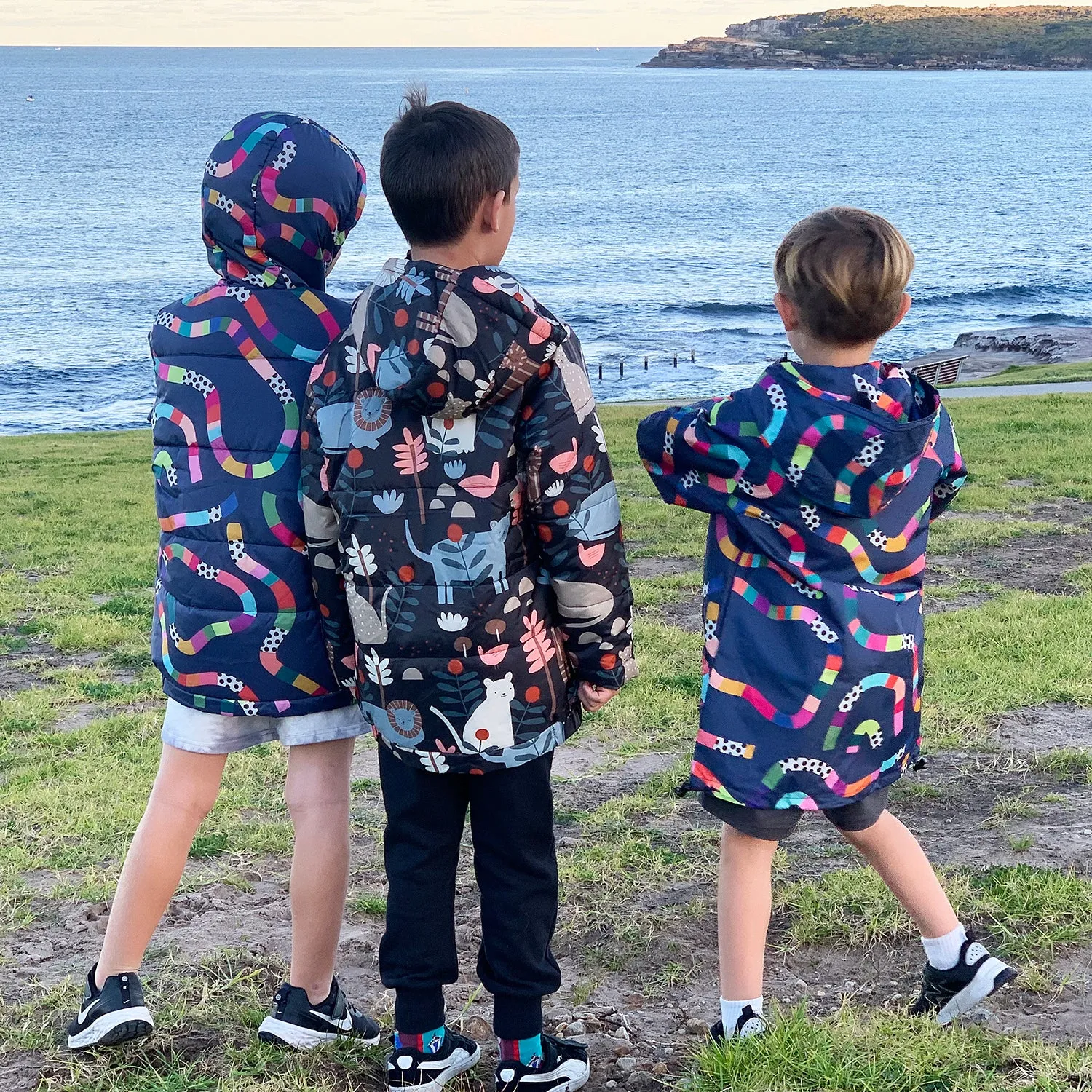 Puffer Jacket: Rainbow Topographic Kids