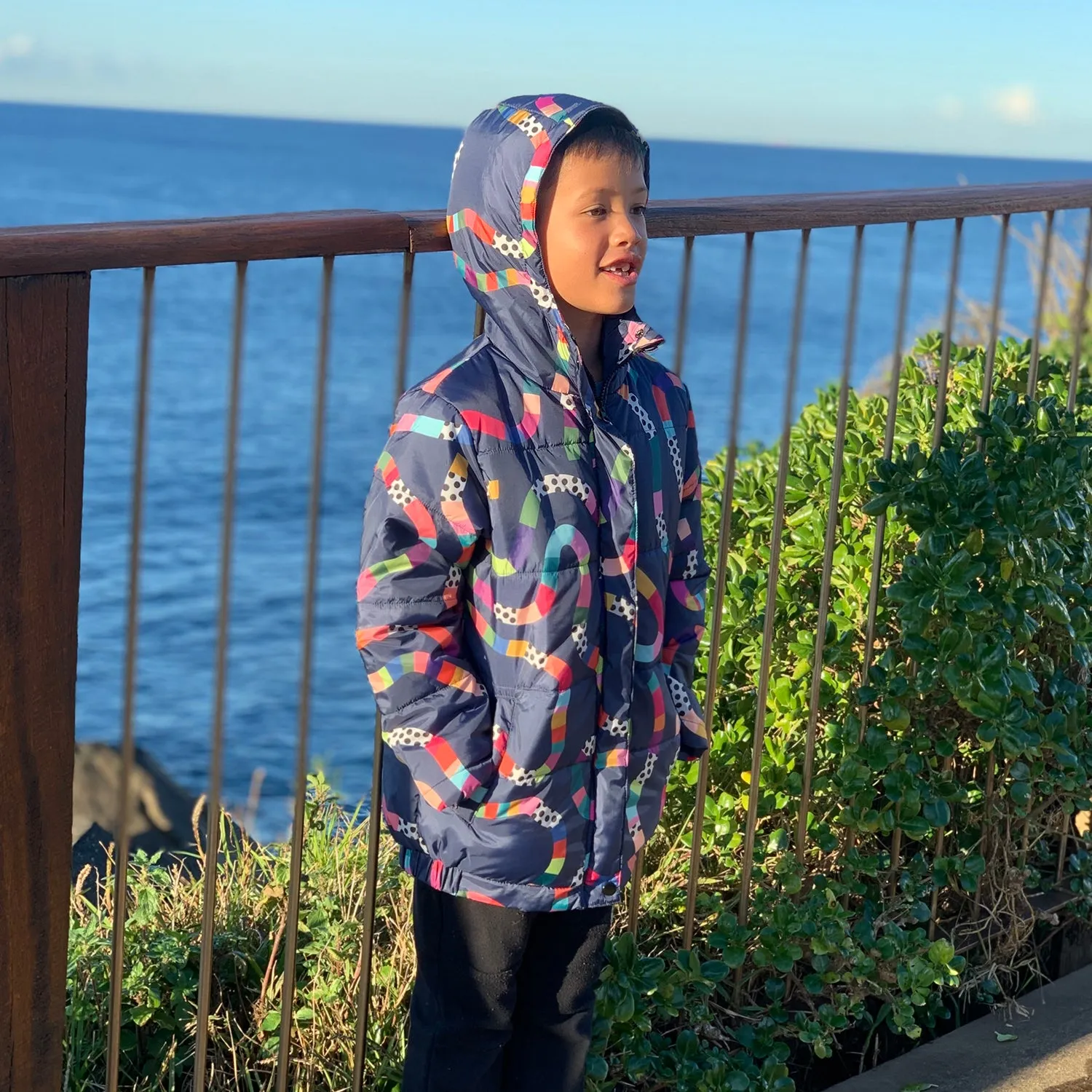 Puffer Jacket: Rainbow Topographic Kids