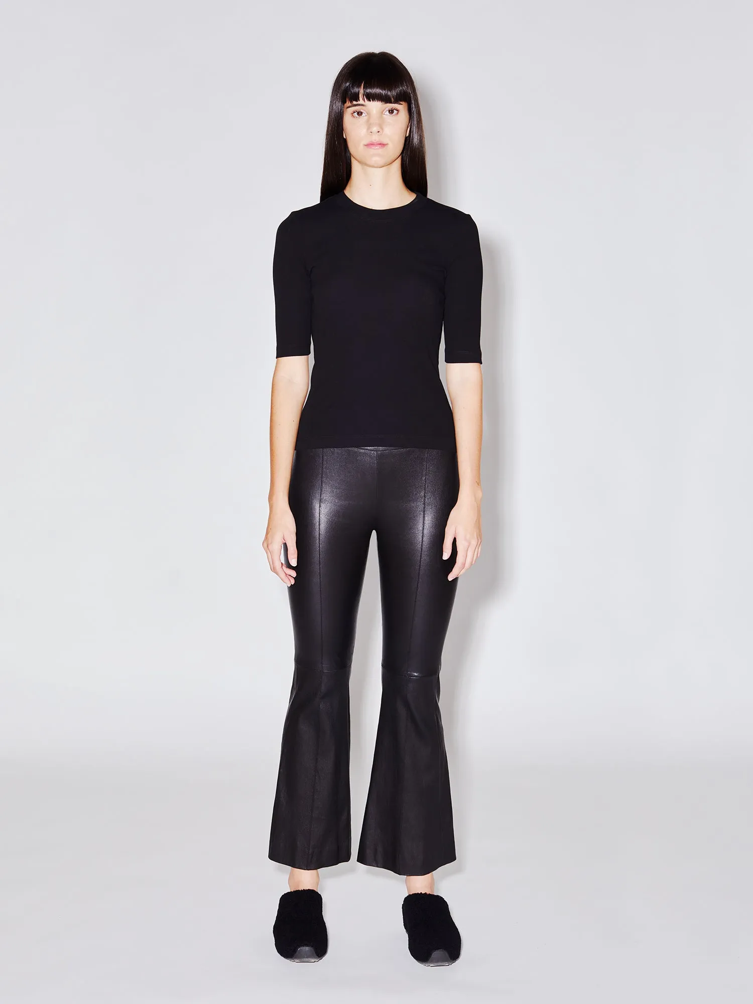 Pull On Cropped Leather Flare