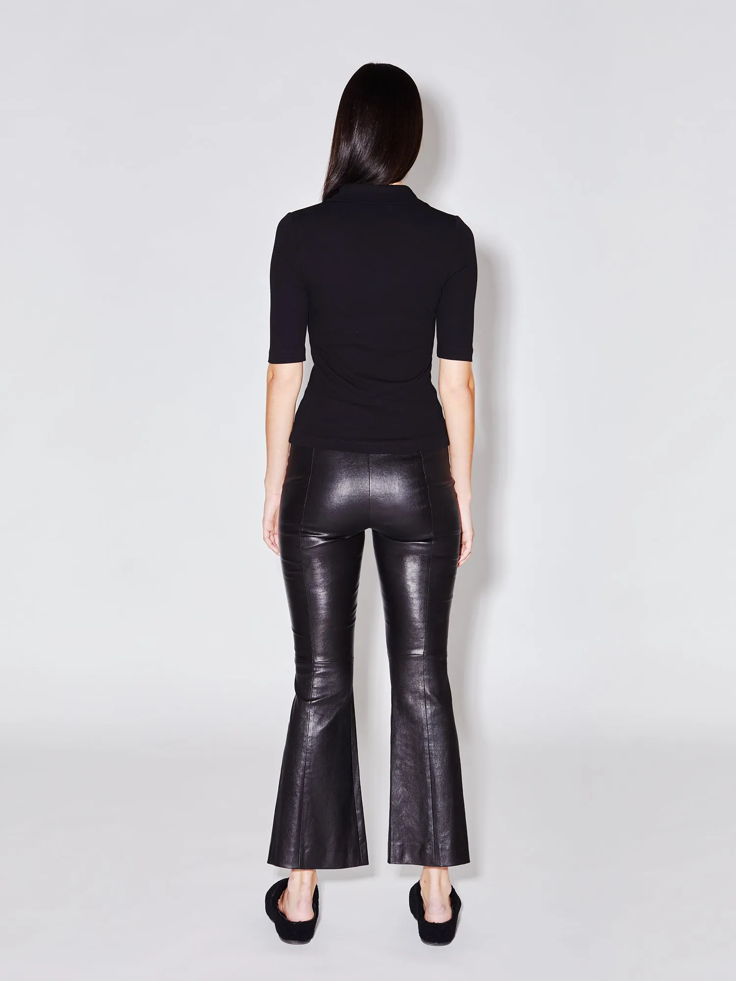 Pull On Cropped Leather Flare