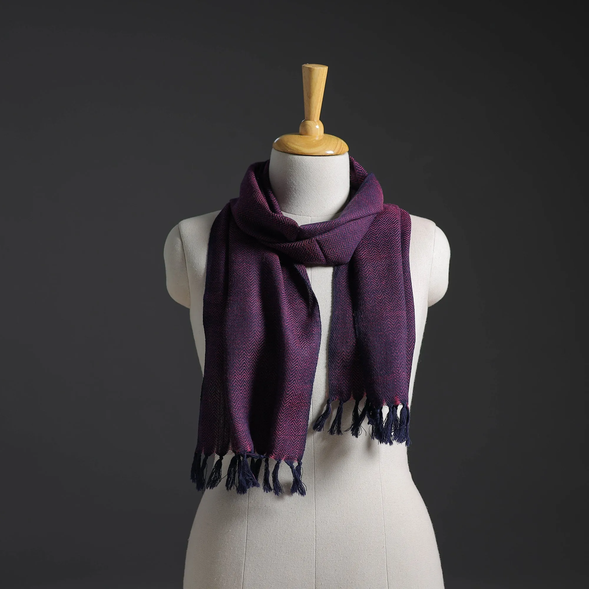 Purple - Kumaun Handwoven Pure Merino Wool Scarf 249