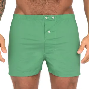 "JENS" - Solid Bright Green Slim-Cut Boxer Short - Made In USA