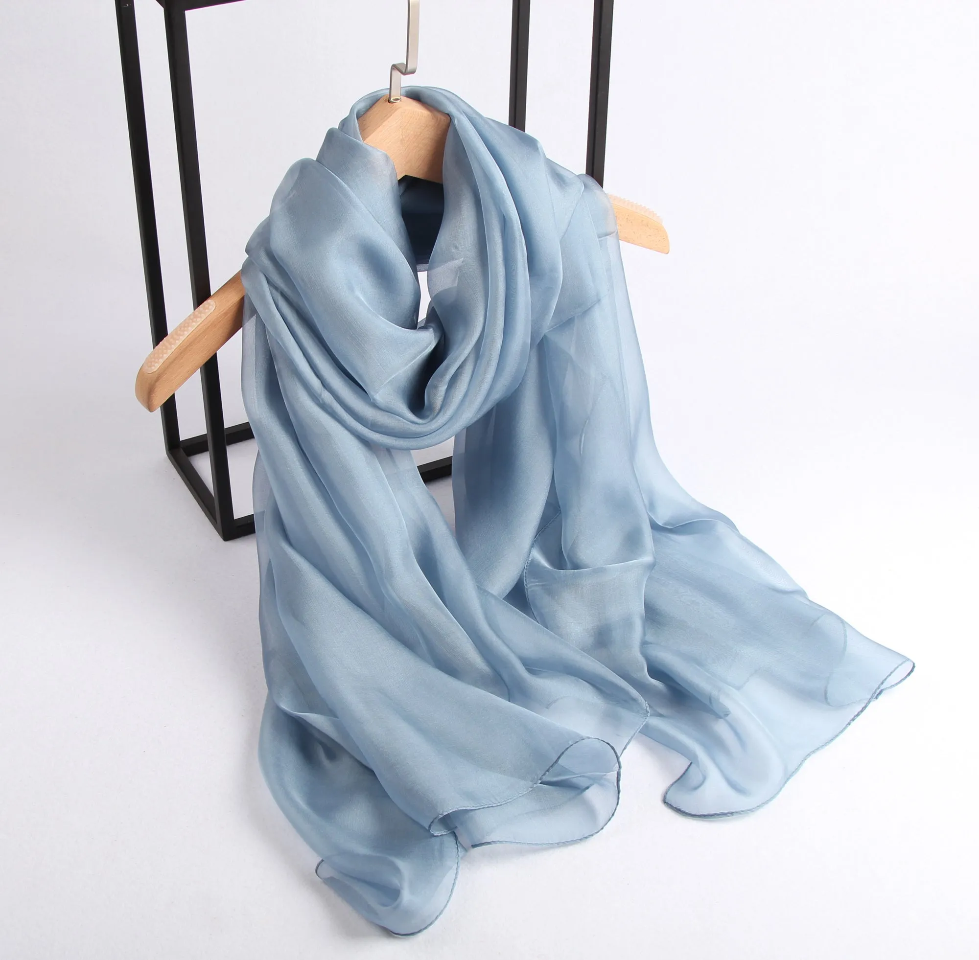 Rainbow Range| Large Silk Scarf Blue