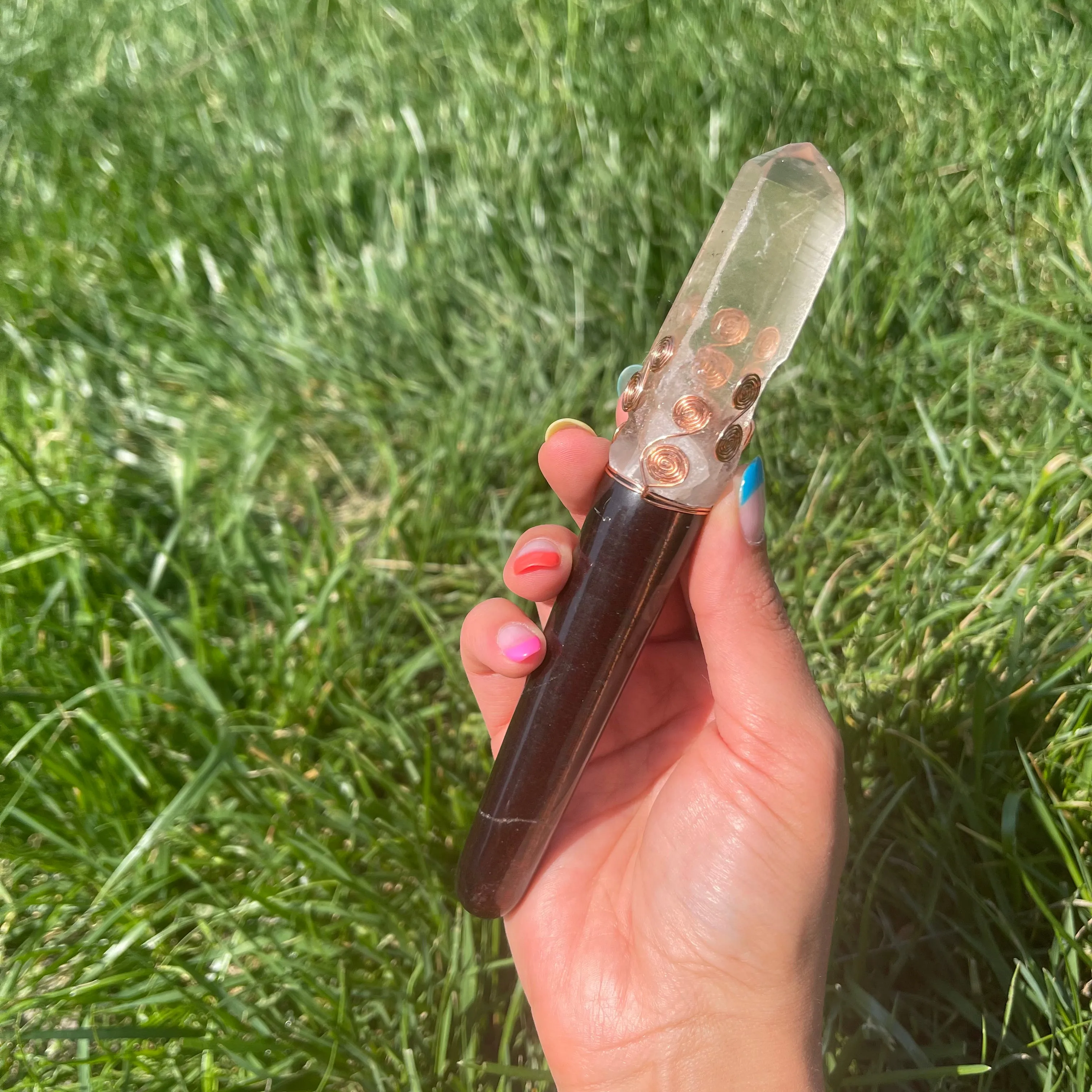 Red Tiger’s Eye & Lemurian Quartz Crystal Wand