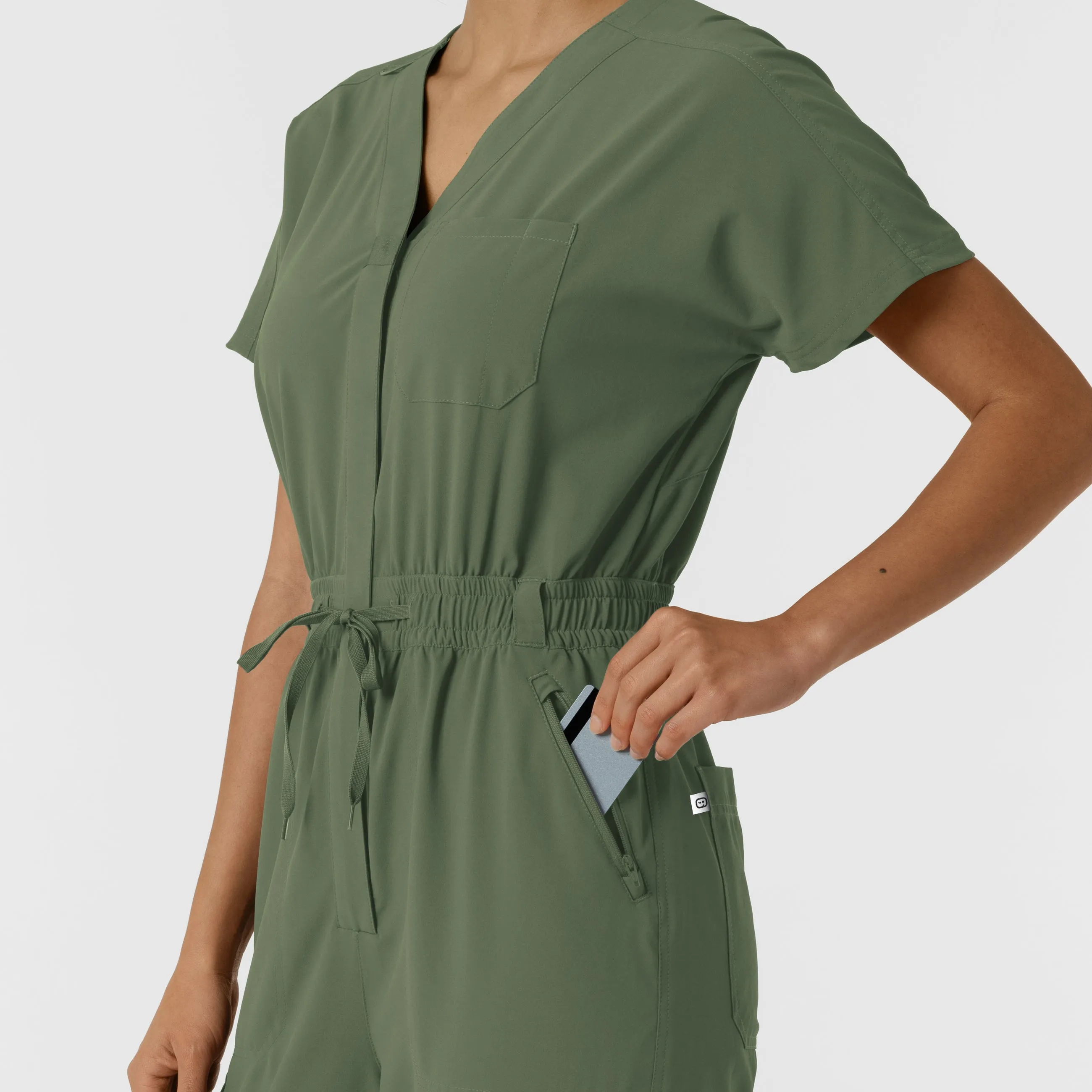 RENEW Women's Cargo Jogger Scrub Jumpsuit - Olive