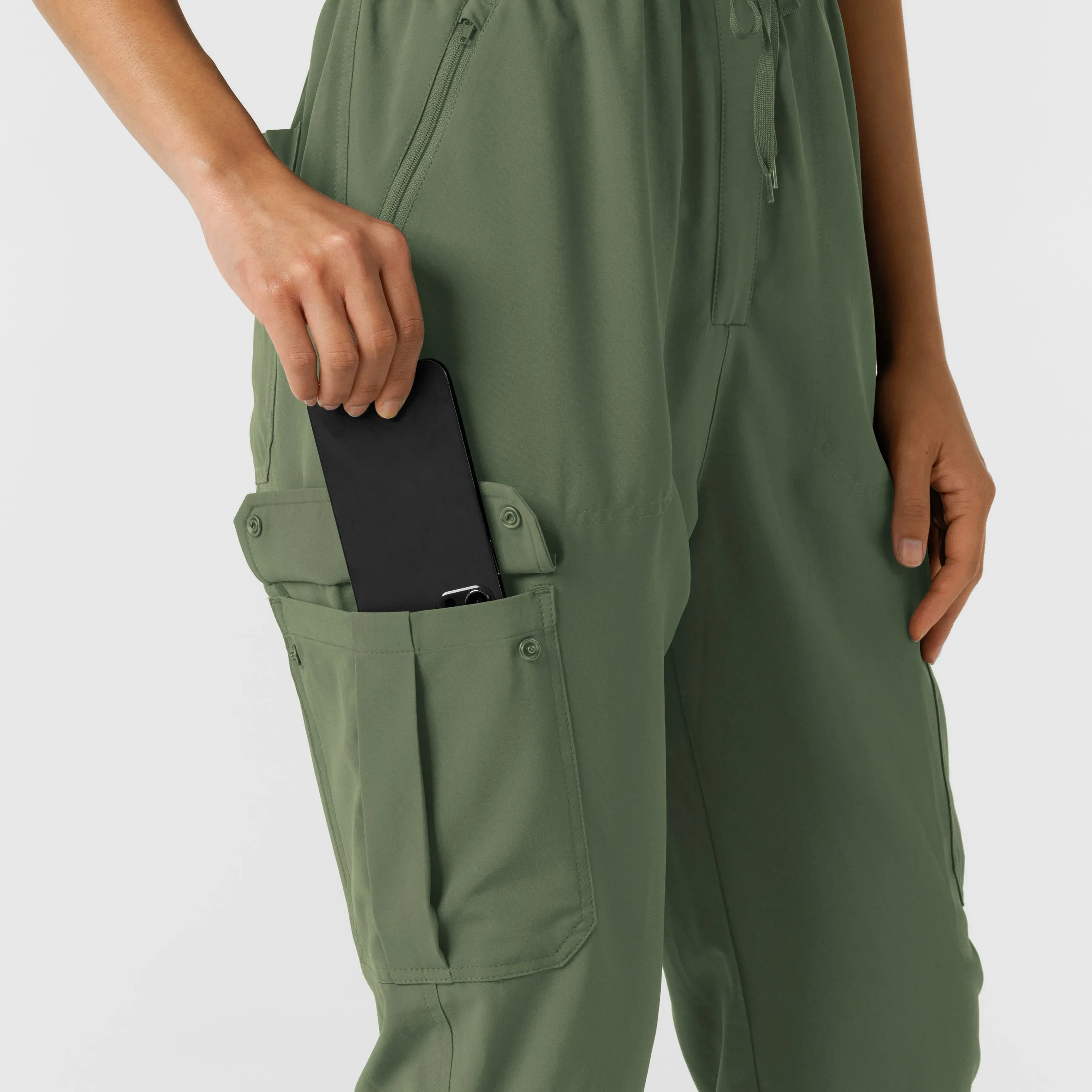 RENEW Women's Cargo Jogger Scrub Jumpsuit - Olive