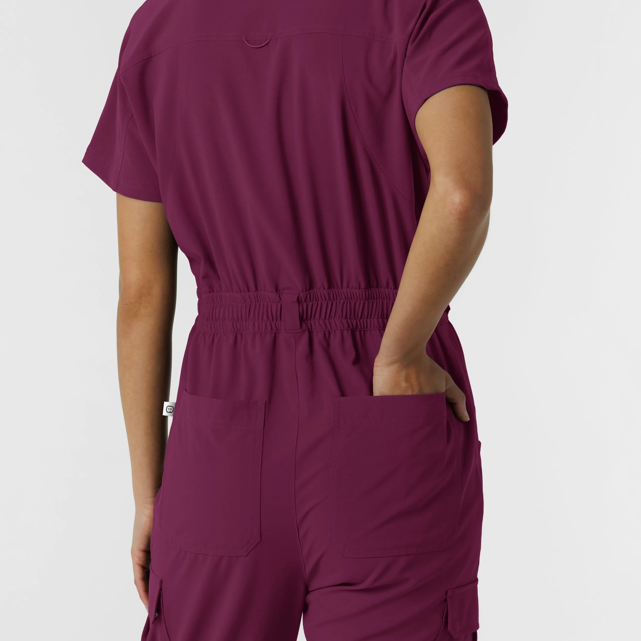 RENEW Women's Cargo Jogger Scrub Jumpsuit - Wine