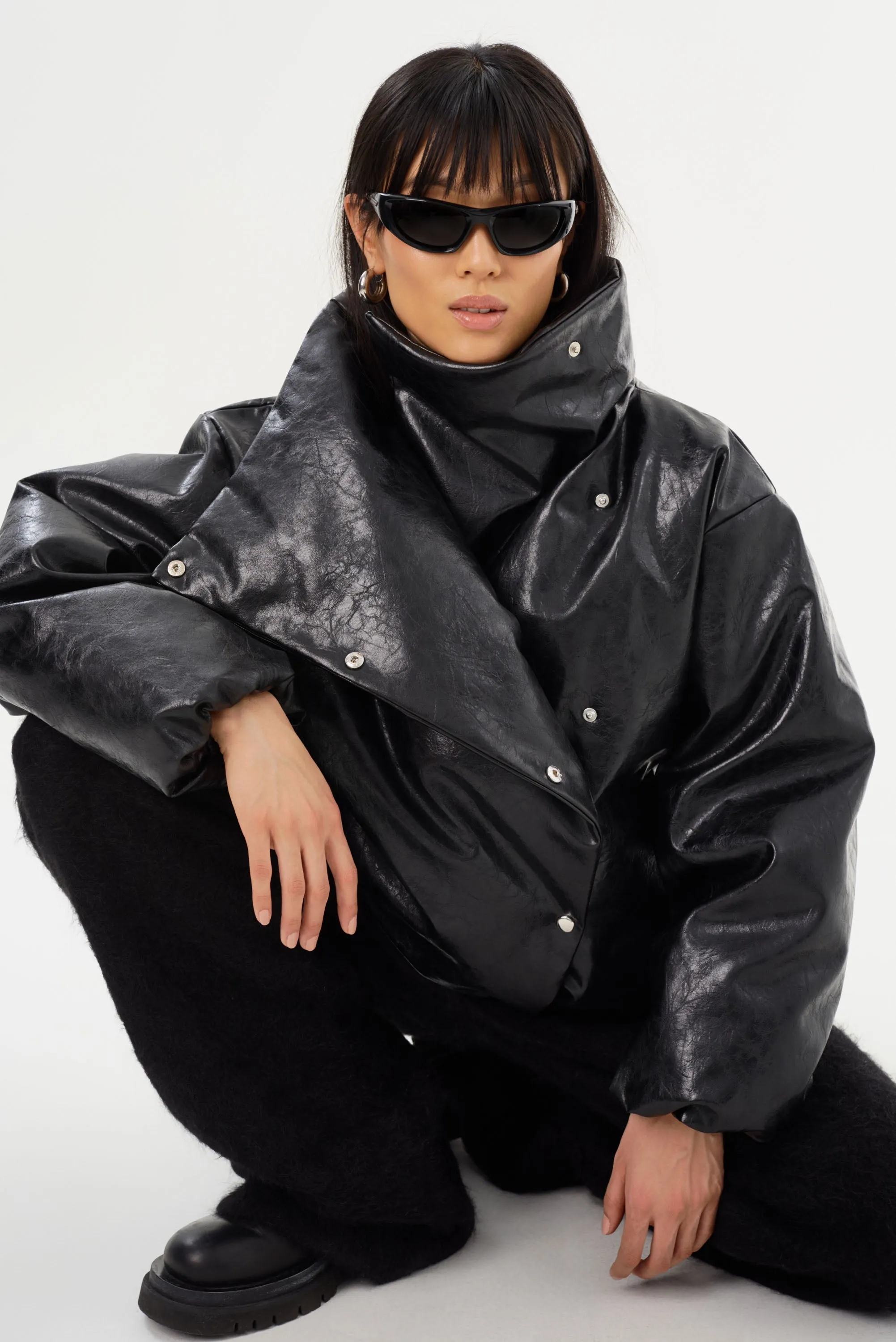 RONNIE | Faux Leather Puffer Jacket