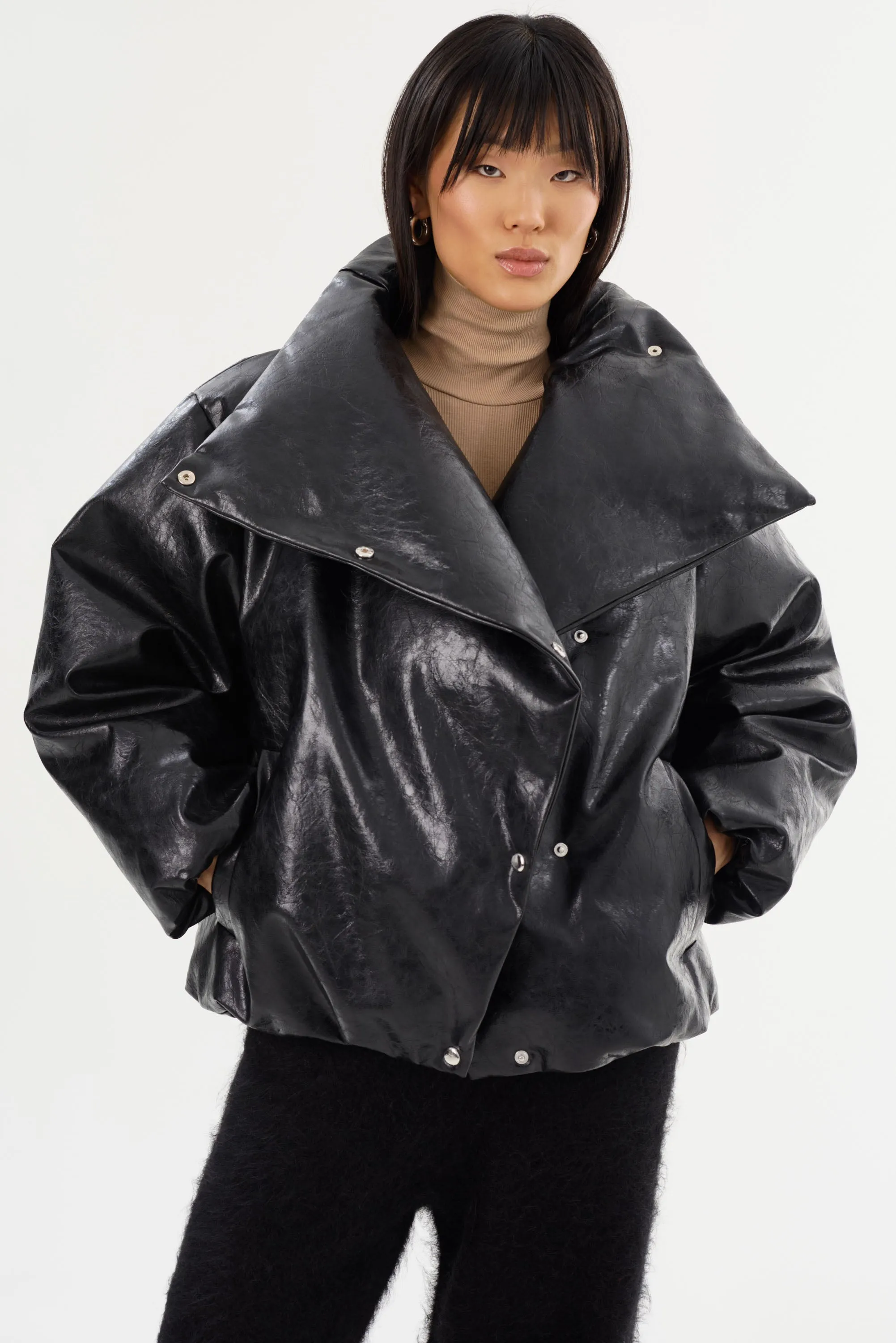 RONNIE | Faux Leather Puffer Jacket