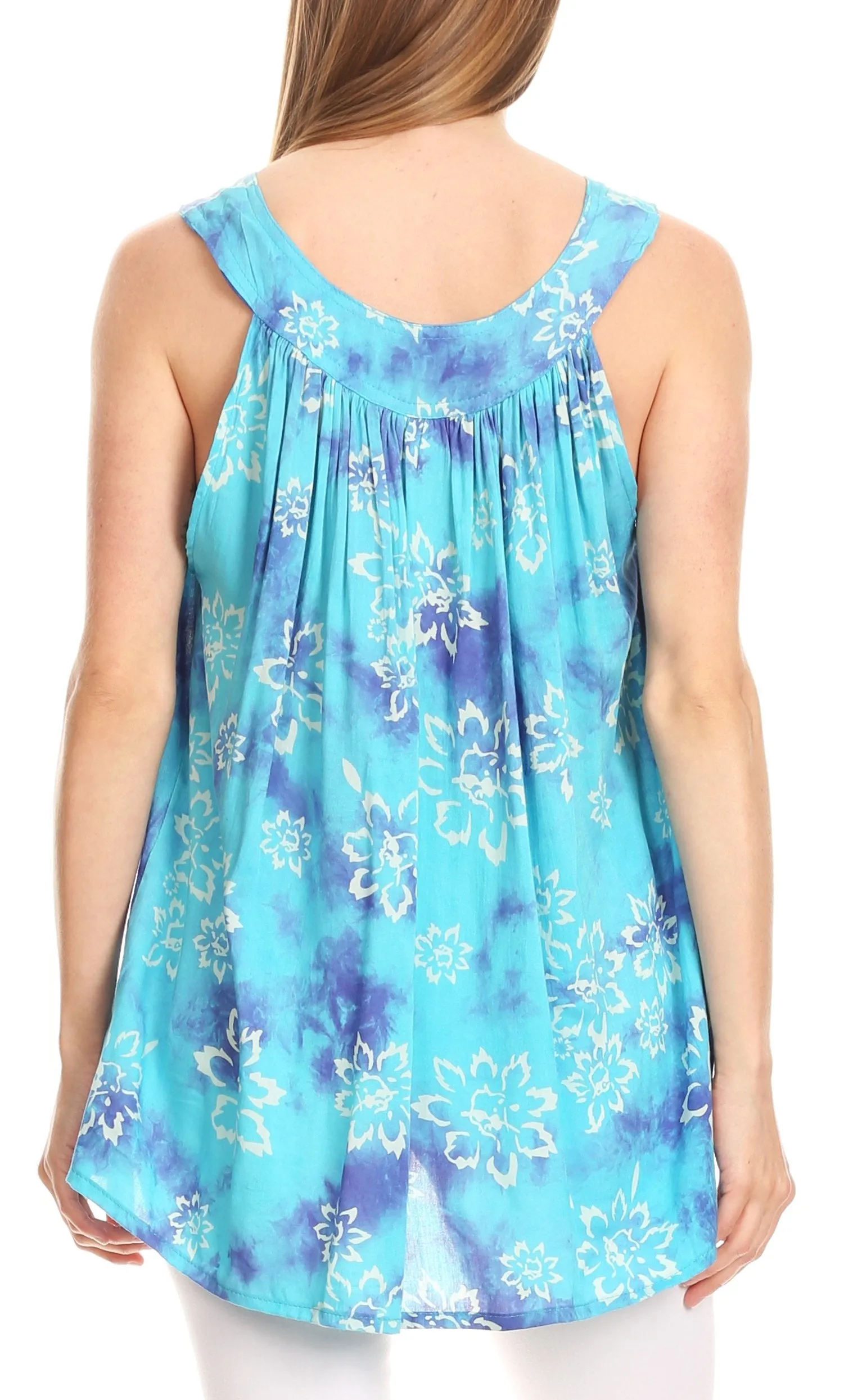 Sakkas Rossana Sleeveless Fresh Summer Top Blouse Tie Dye and Batik Relax Fit