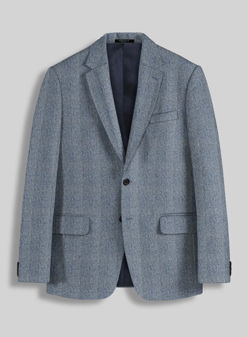 Sartori Anselmo Blue Herringbone Soft Tweed Jacket