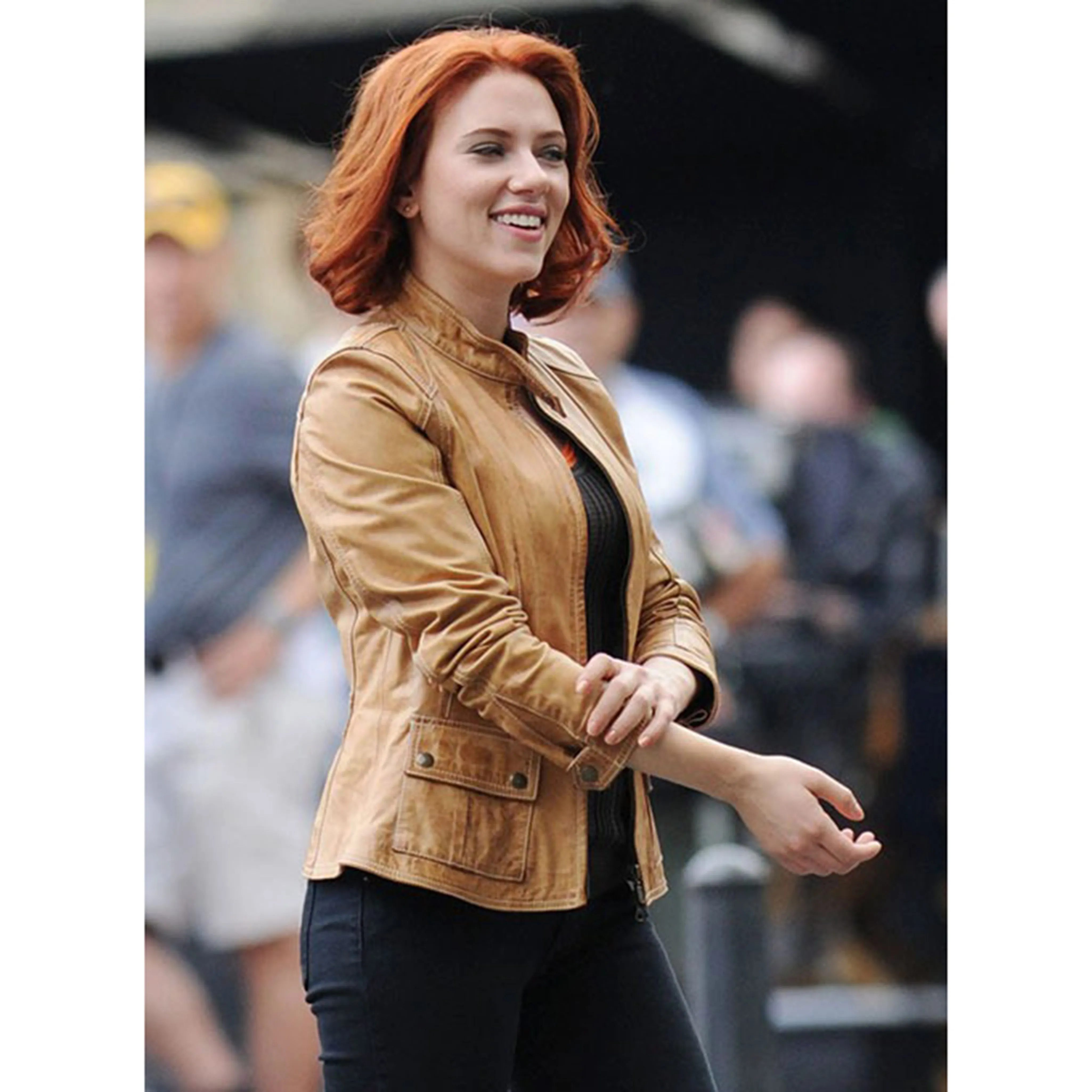 Scarlett Johansson The Avengers Leather Jacket Tan