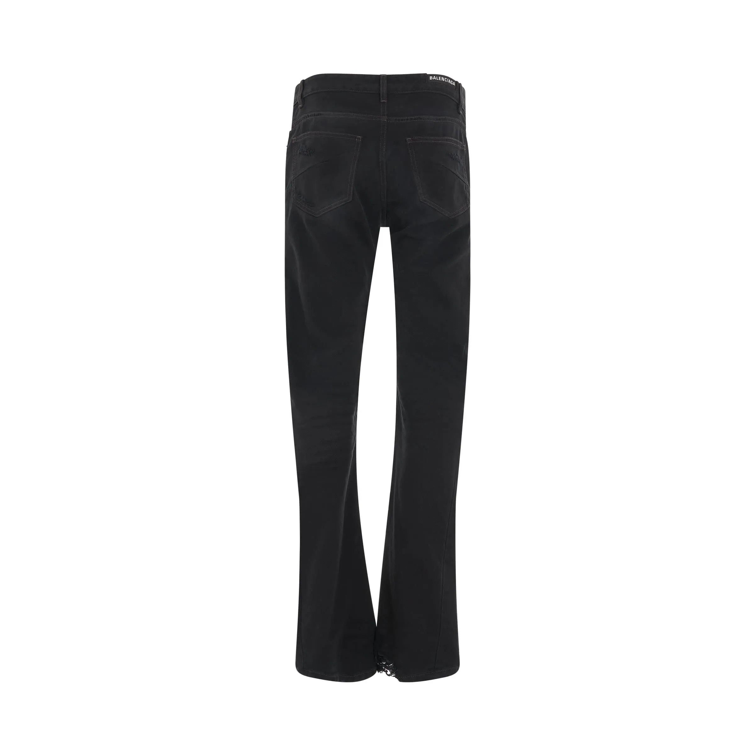 Slim Flared Pants in Matte Black