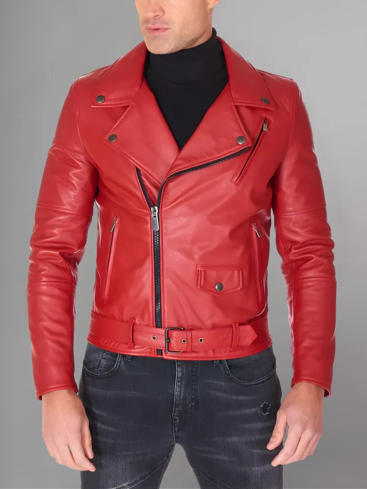 Slim Tan Brown Biker Leather Jacket