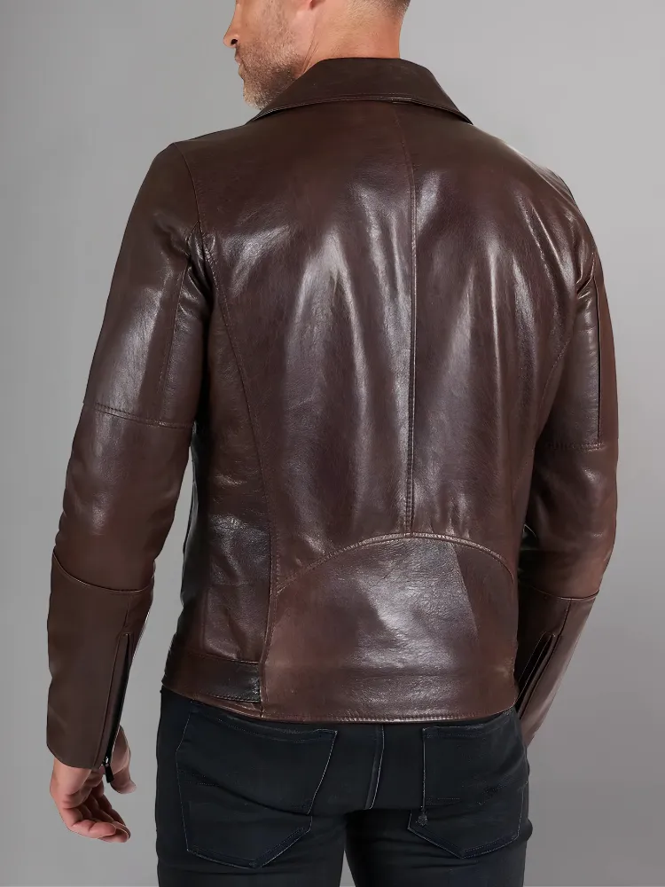 Slim Tan Brown Biker Leather Jacket