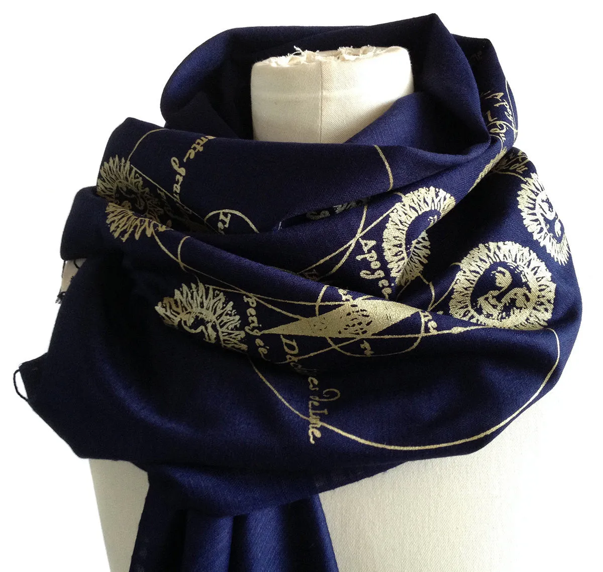 Solar & Lunar Eclipse scarf, linen-weave pashmina