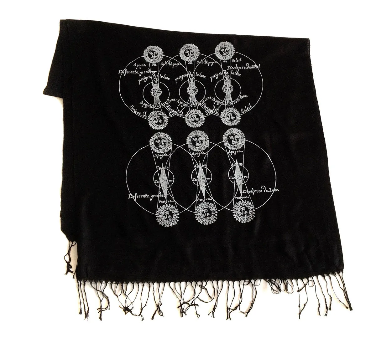 Solar & Lunar Eclipse scarf, linen-weave pashmina