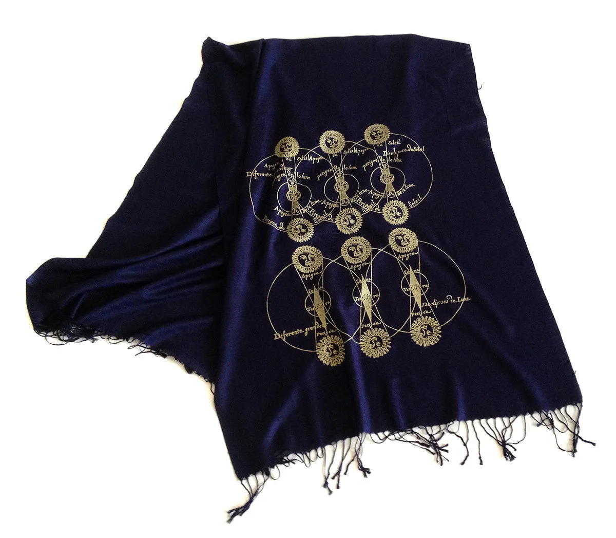 Solar & Lunar Eclipse scarf, linen-weave pashmina