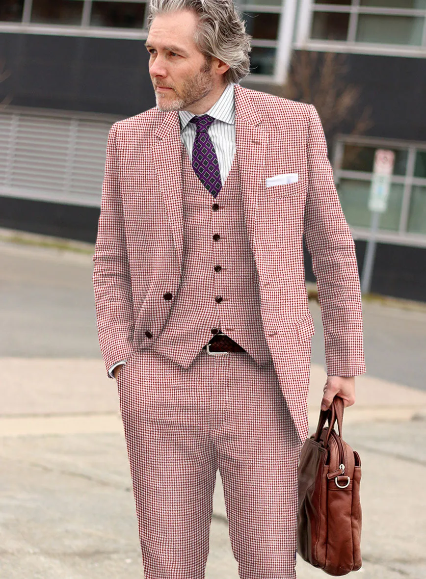 Solbiati Wine Houndstooth Linen Suit