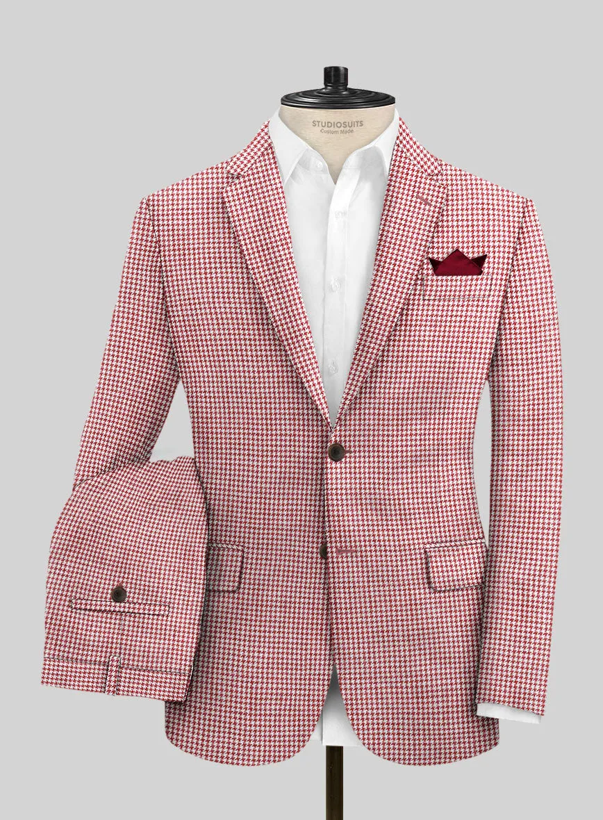 Solbiati Wine Houndstooth Linen Suit