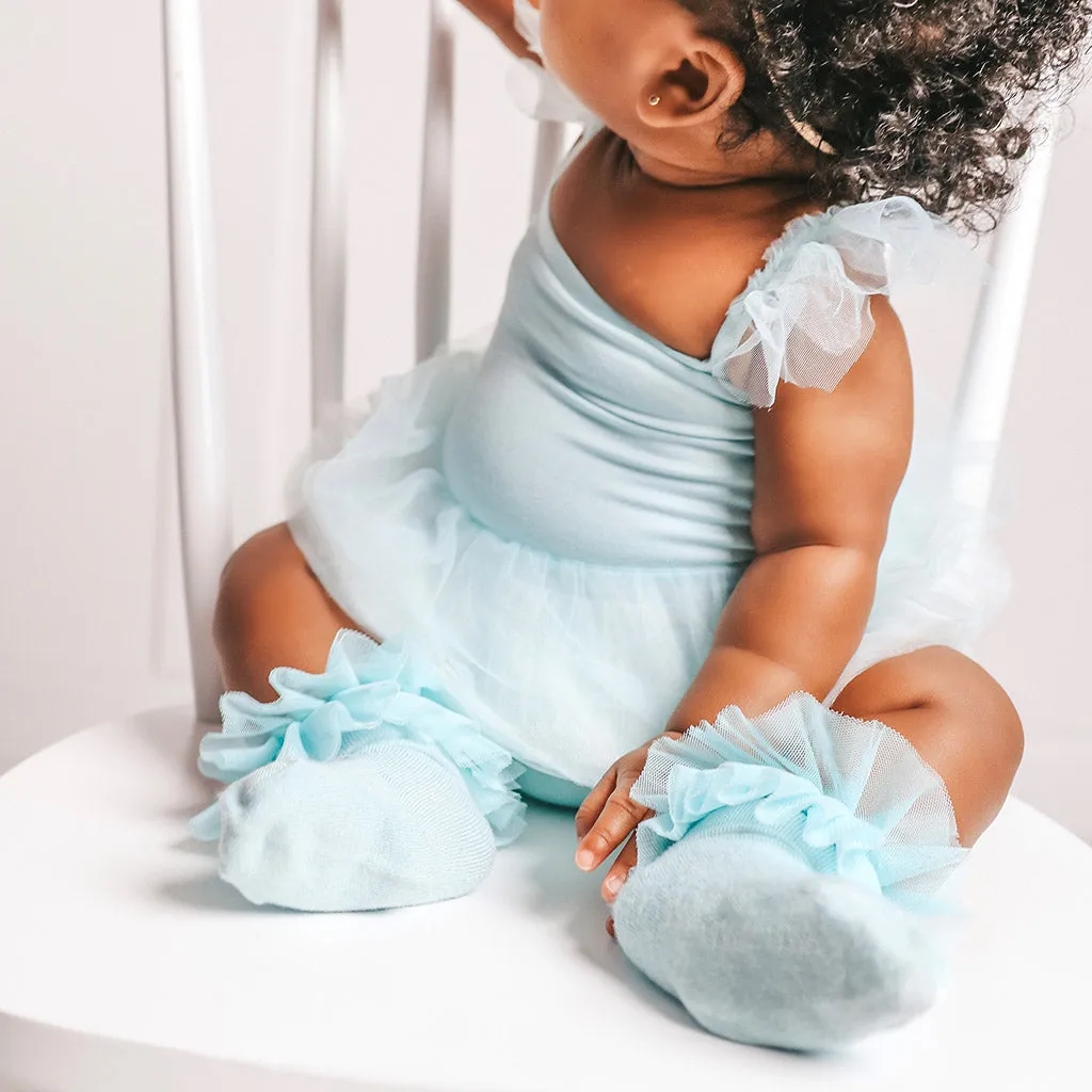 Starry Blue Tulle Smocked Bodysuit Dress