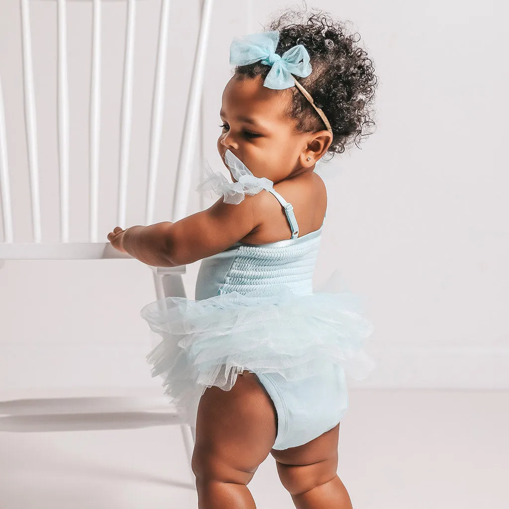 Starry Blue Tulle Smocked Bodysuit Dress