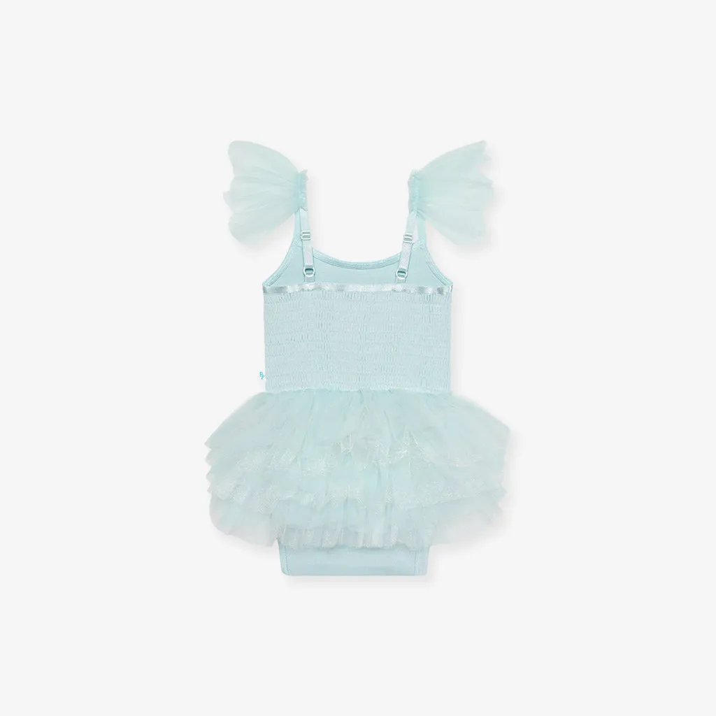 Starry Blue Tulle Smocked Bodysuit Dress