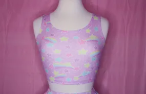 Starry Party Purple Crop Top [Made To Order]