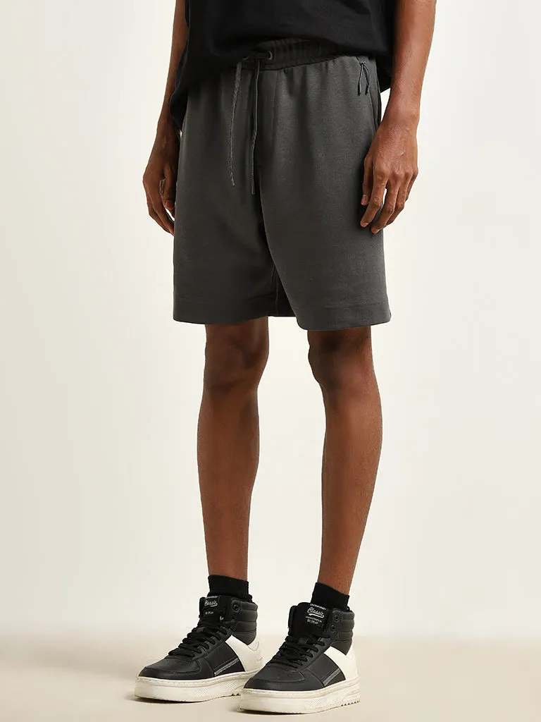 Studiofit Dark Grey Relaxed-Fit Mid-Rise Shorts